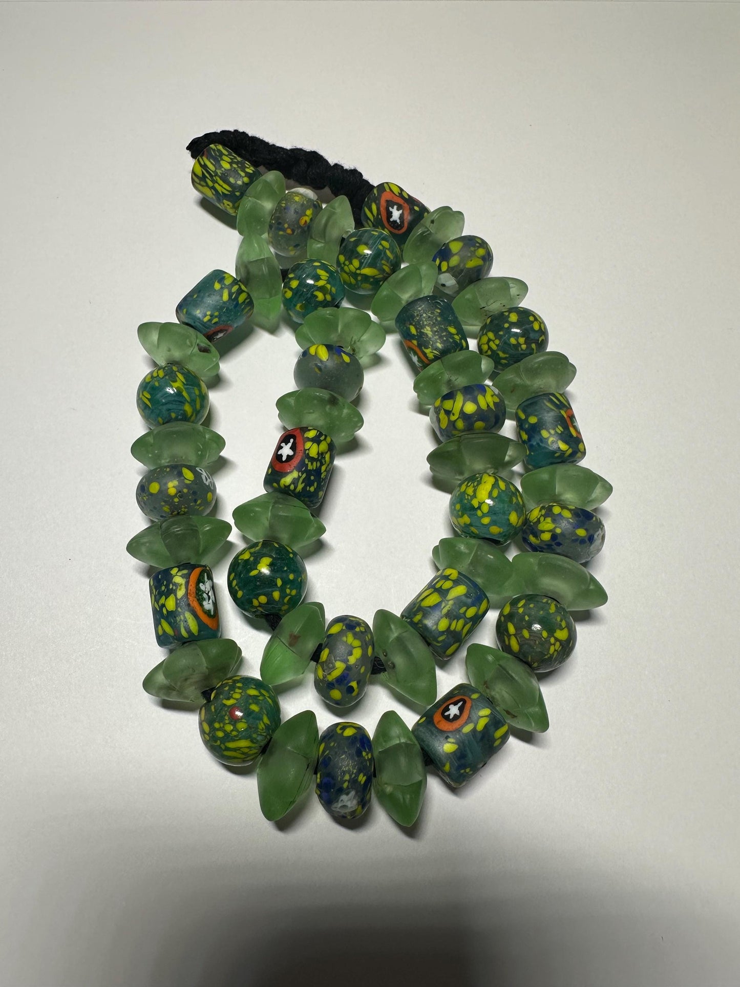 Vintage African Trade Bead Necklace: Handmade Millefiori & Nepalese Glass