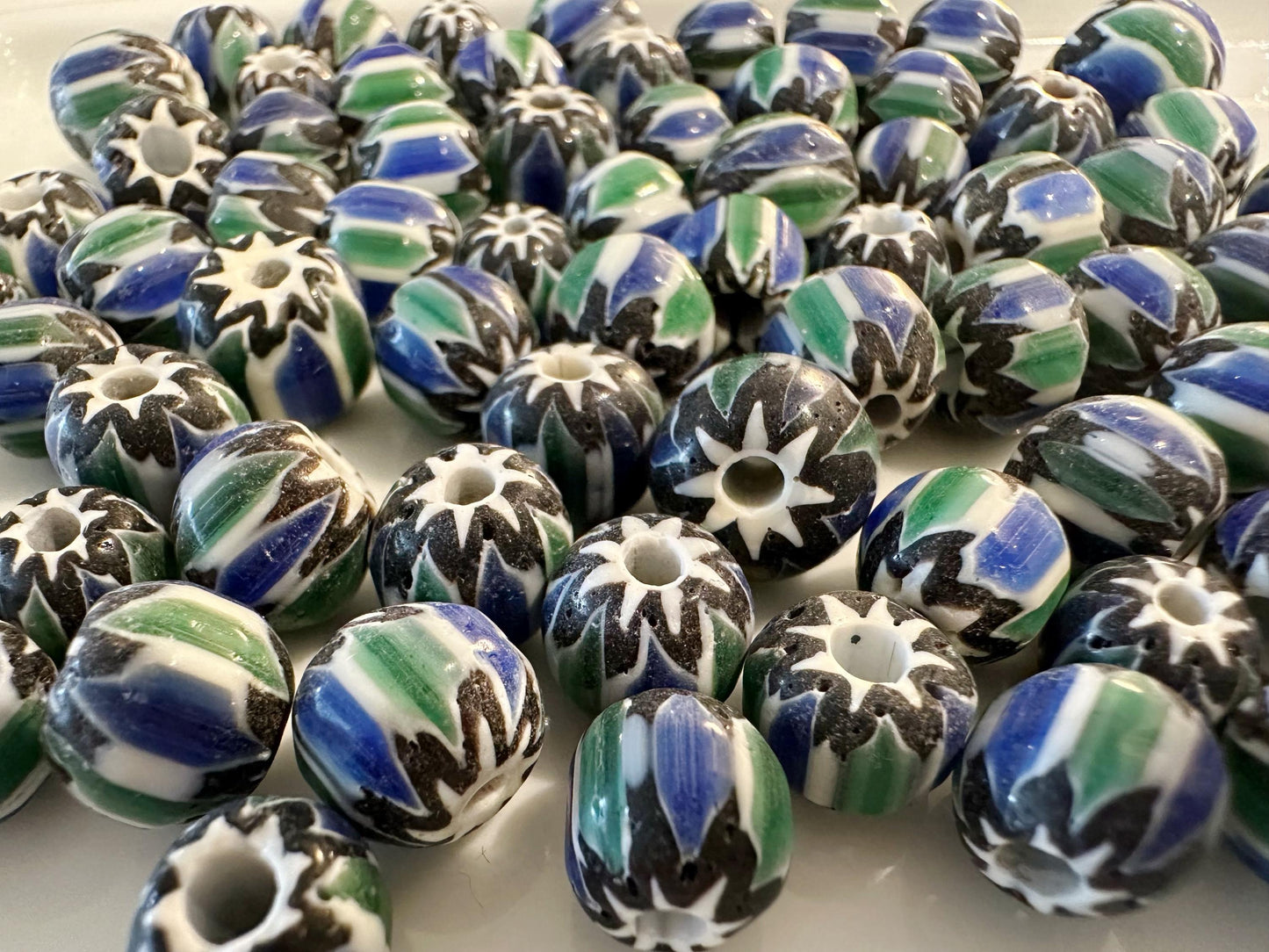 Chevron Glass Beads: Venetian Inspired Multicolor Nepal Trade Beads