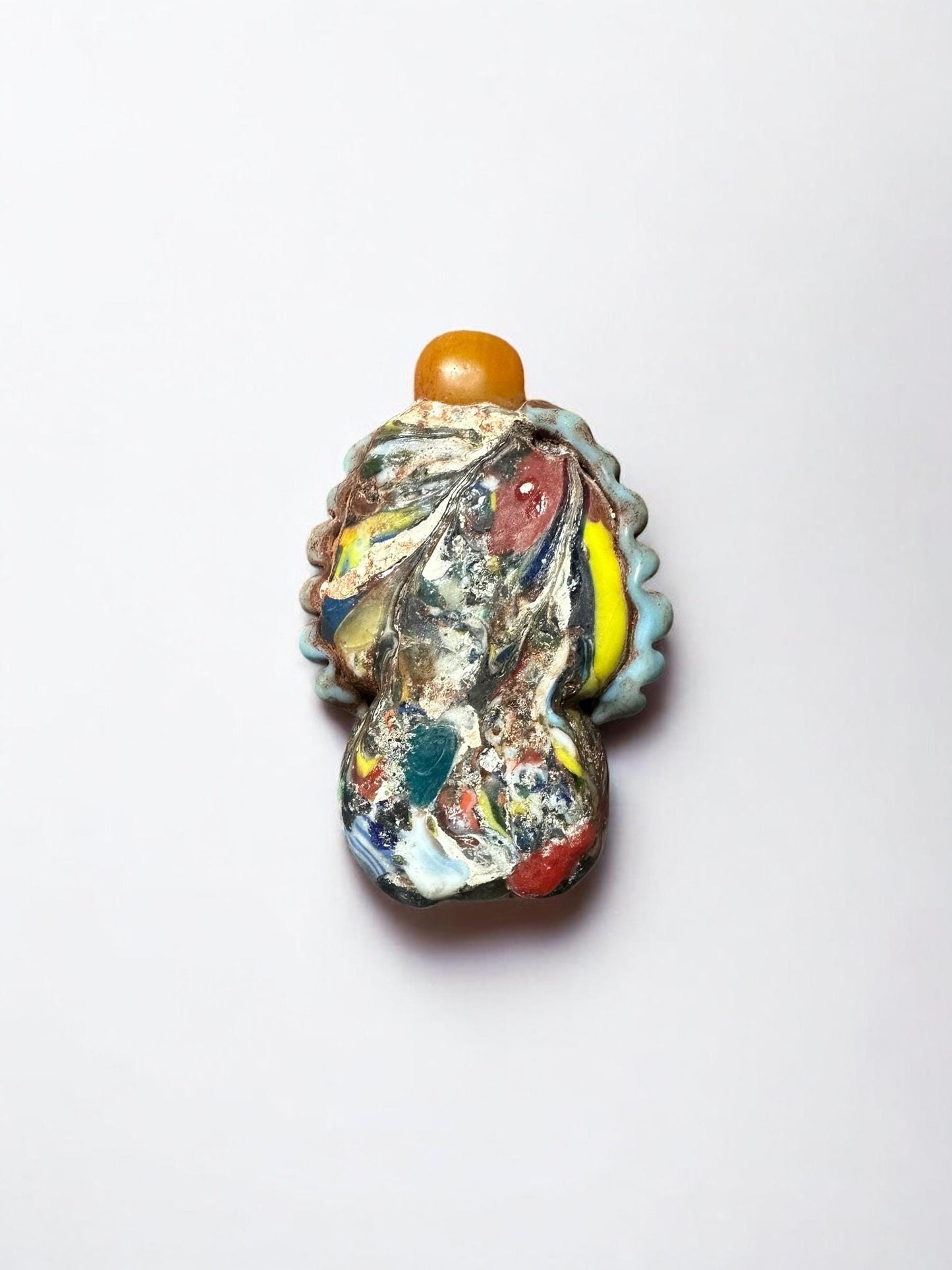 Antique Phoenician Mosaic Glass Amulet Bead Face Pendant