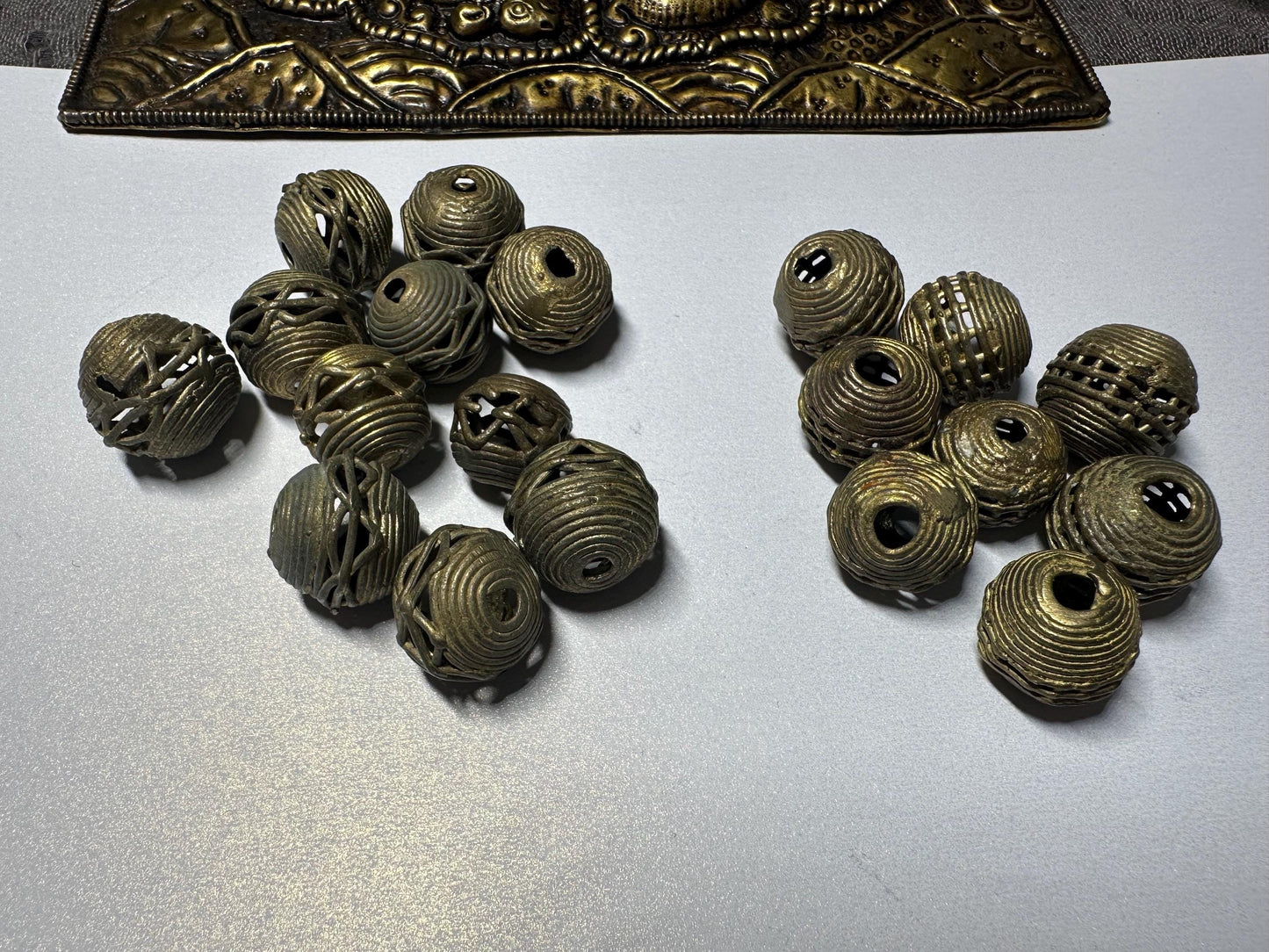 Handmade African Brass Beads: Tribal Lost Wax Jewelry (2-Piece Set)