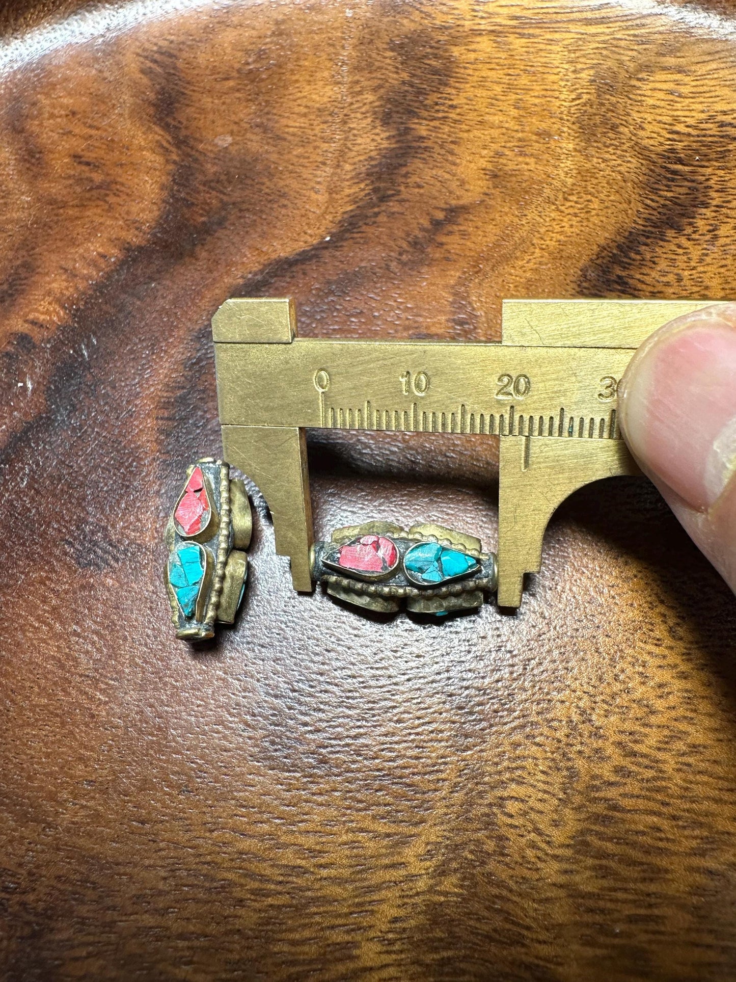 Brass Turquoise Coral Beads Handmade Nepal Focal Beads Ethnic Jewelry Making