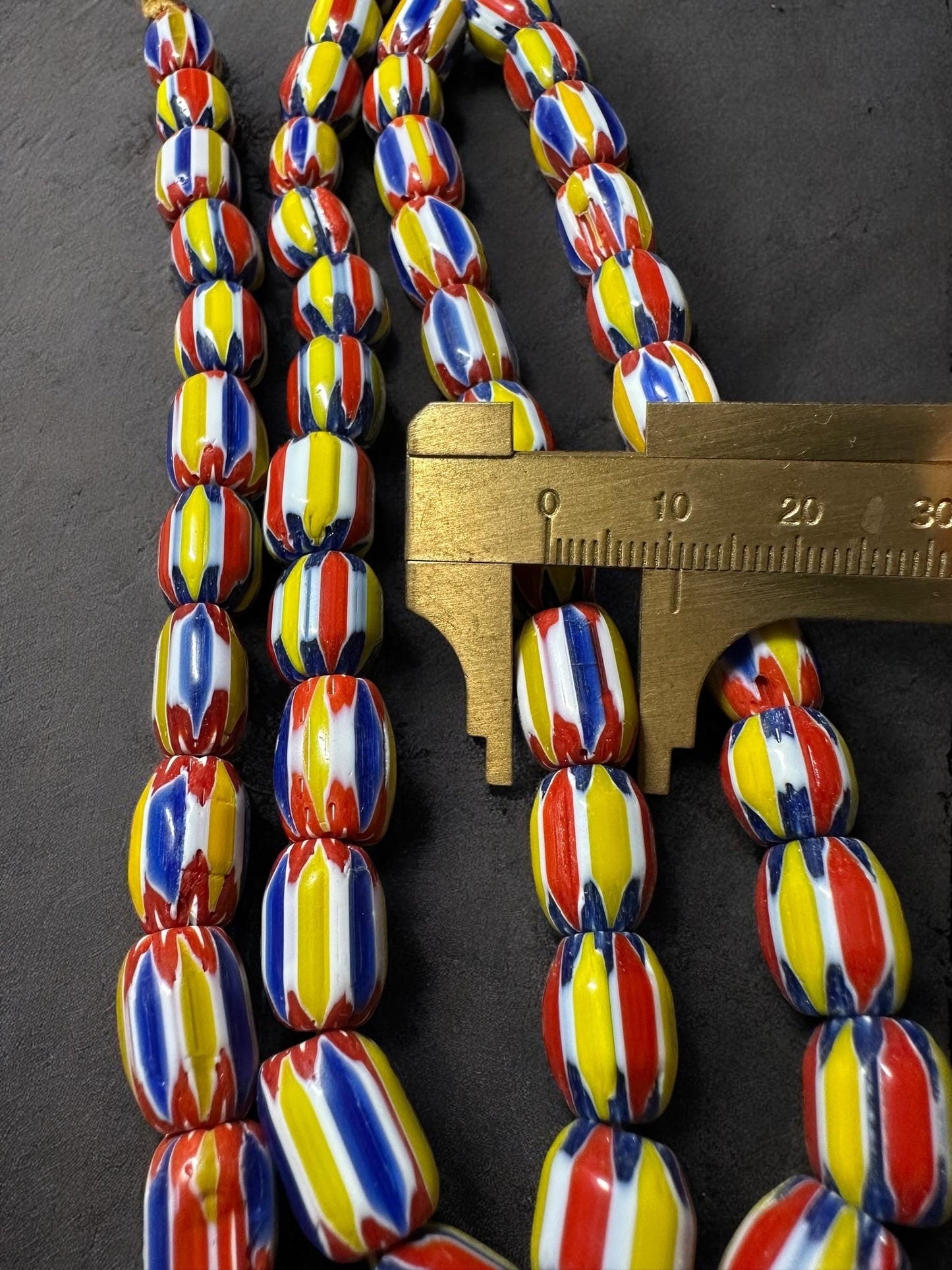 Handmade Nepal Chevron Glass Beads: Colorful African Trade Style