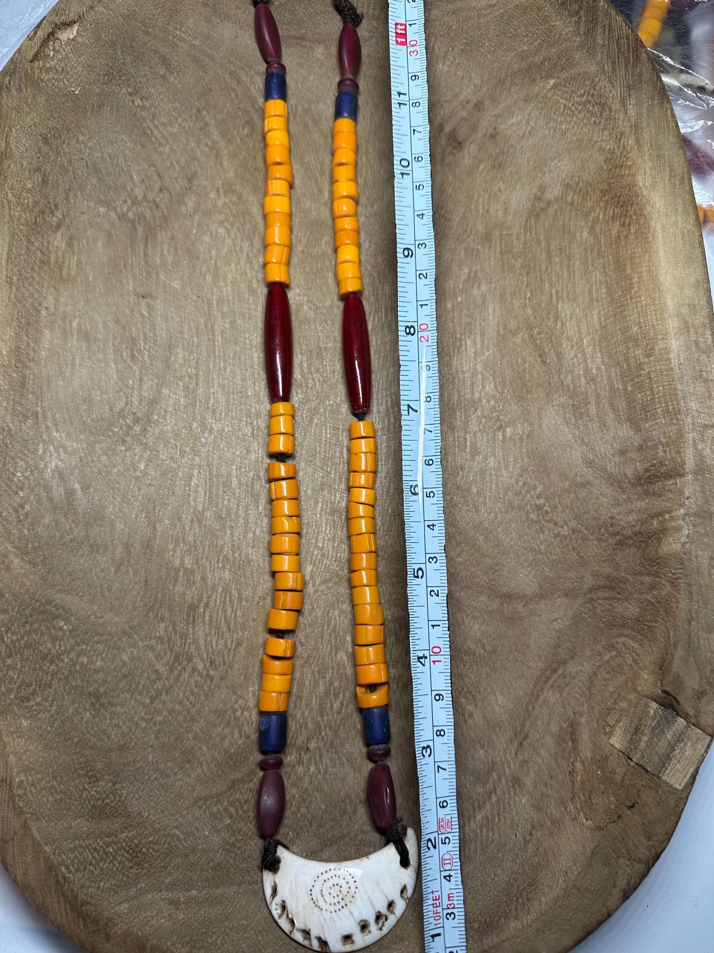 Handmade Nepal Tribal Necklace: Amulet Pendant, Vintage Beads