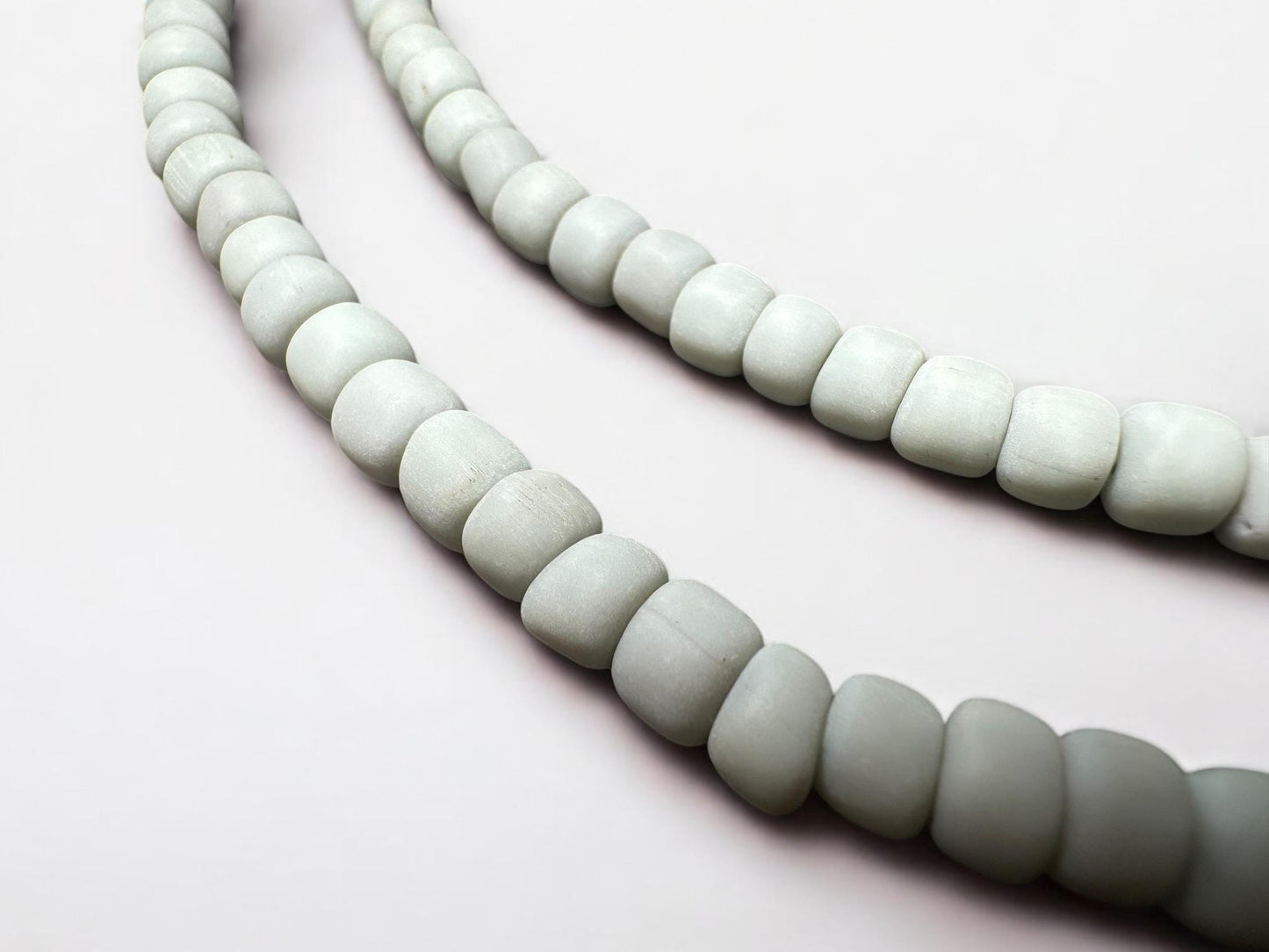 Bone White Java Glass Beads: Indonesian Striped Spacer Beads