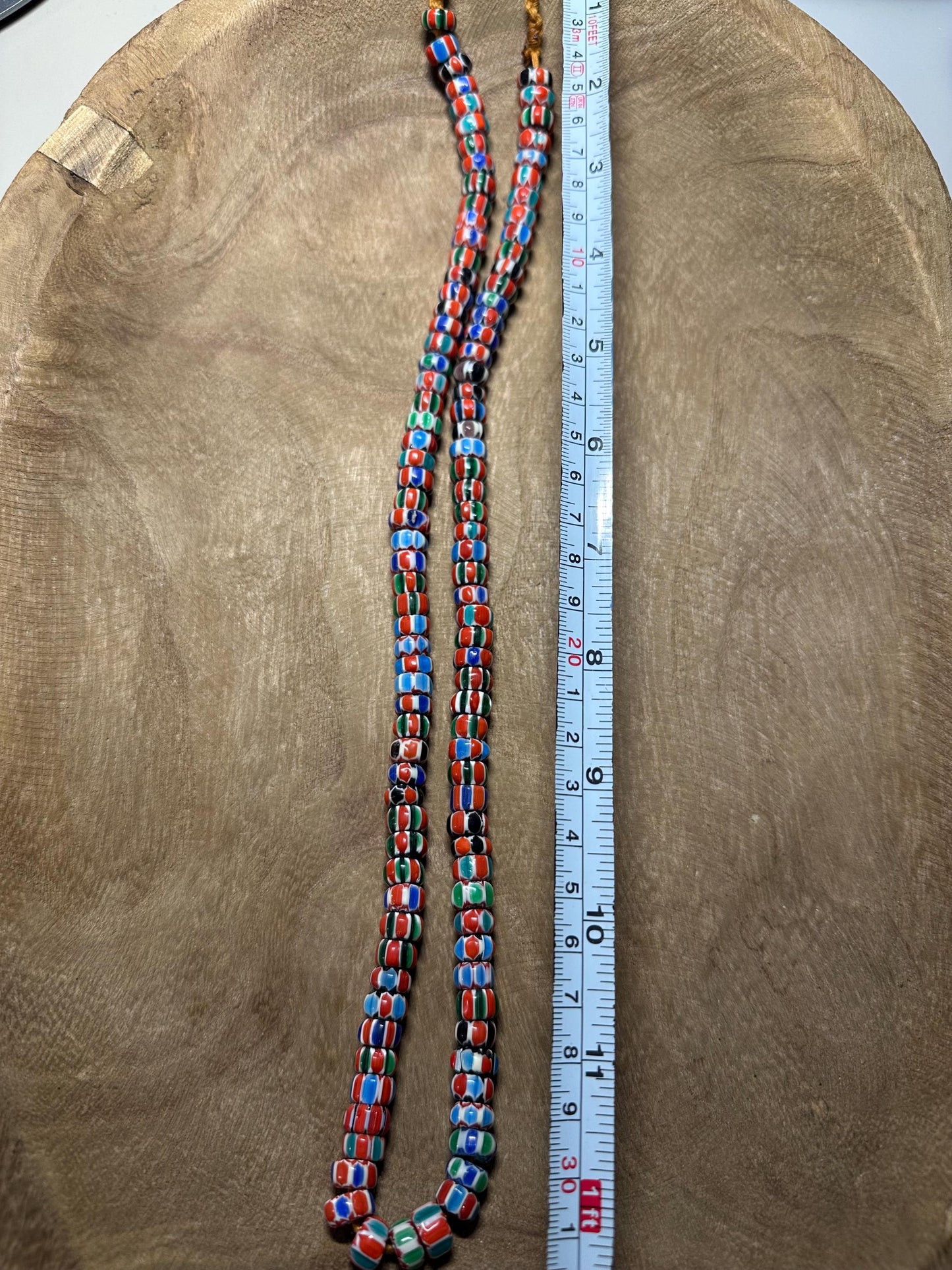 Nepal Handmade Chevron Glass Beads Strand Multicolor Striped Ethnic Beads Tribal Style Jewelry Supply