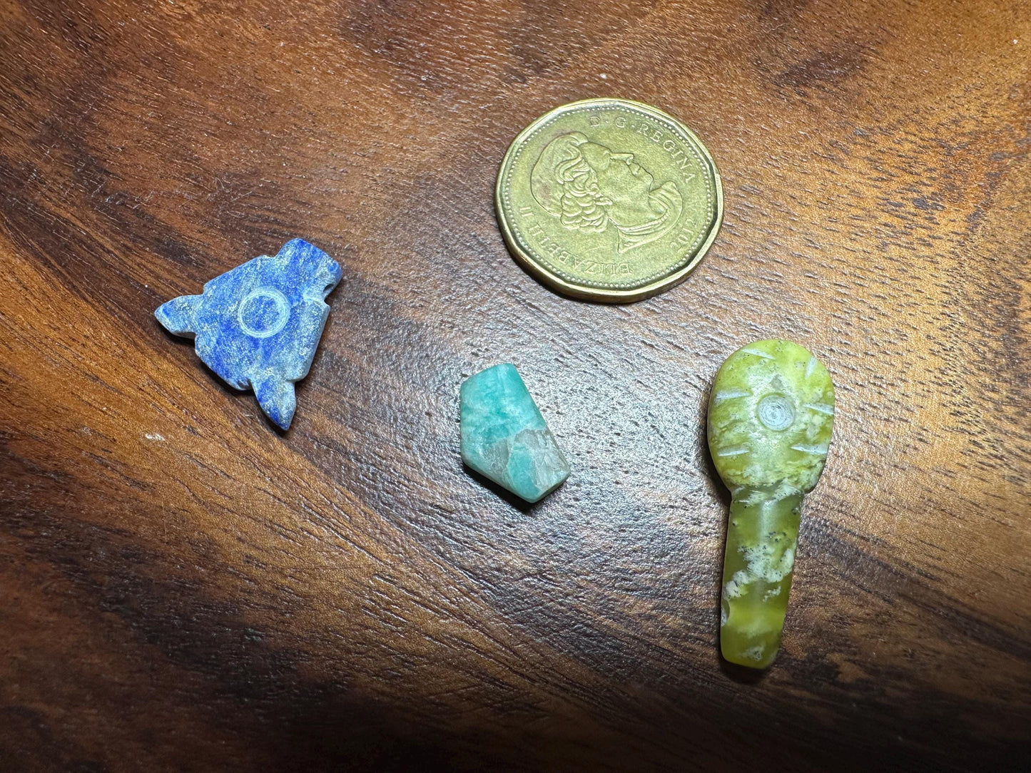 Ethnic Stone Amulets 15 Carved Gemstone Beads in Jade, Lapis & Agate Jewelry Making Lot