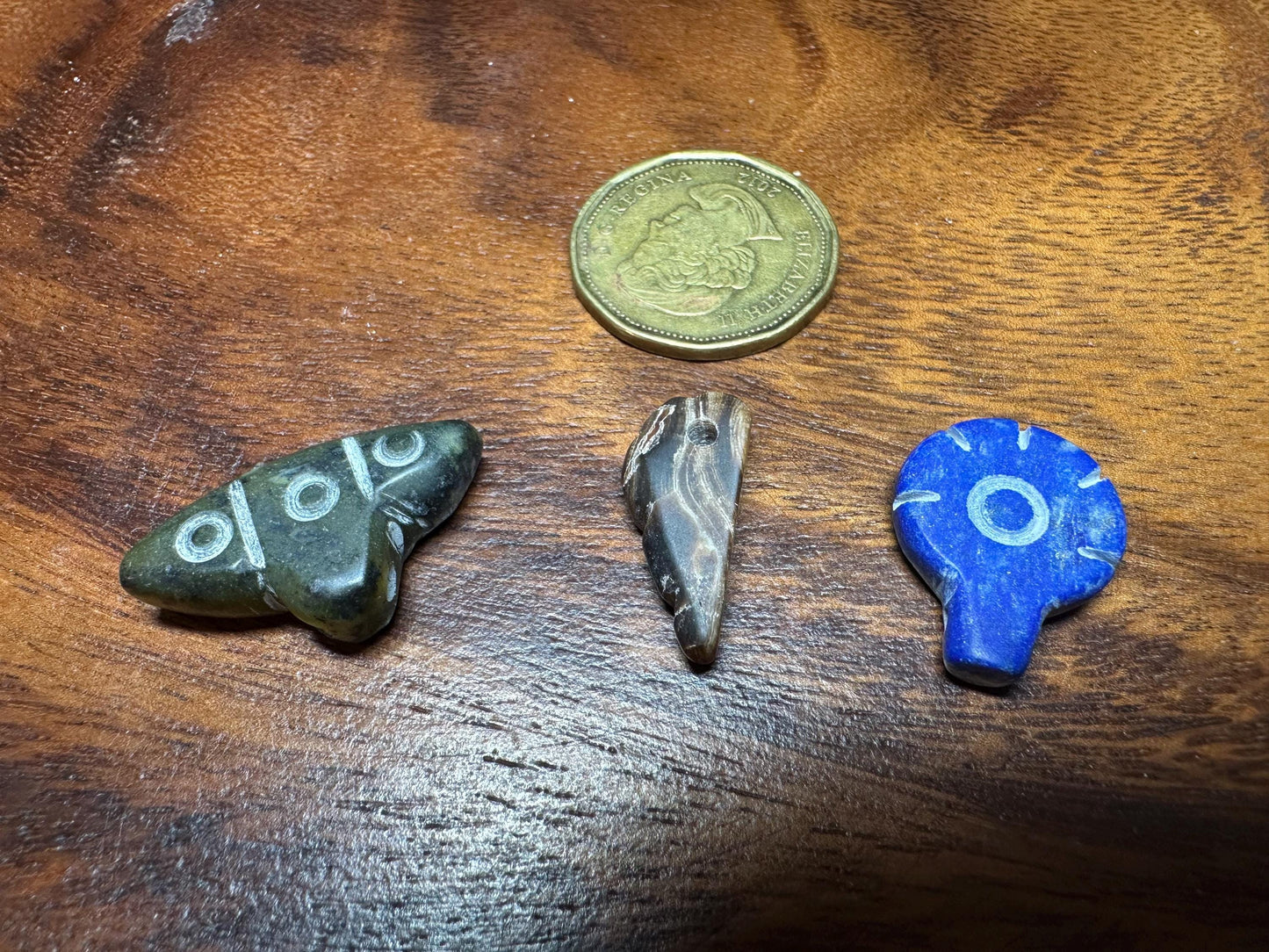 Hand Carved Gemstone Pendants 15 Tribal Amulets in Lapis, Jade, Agate Artisan Supply Lot