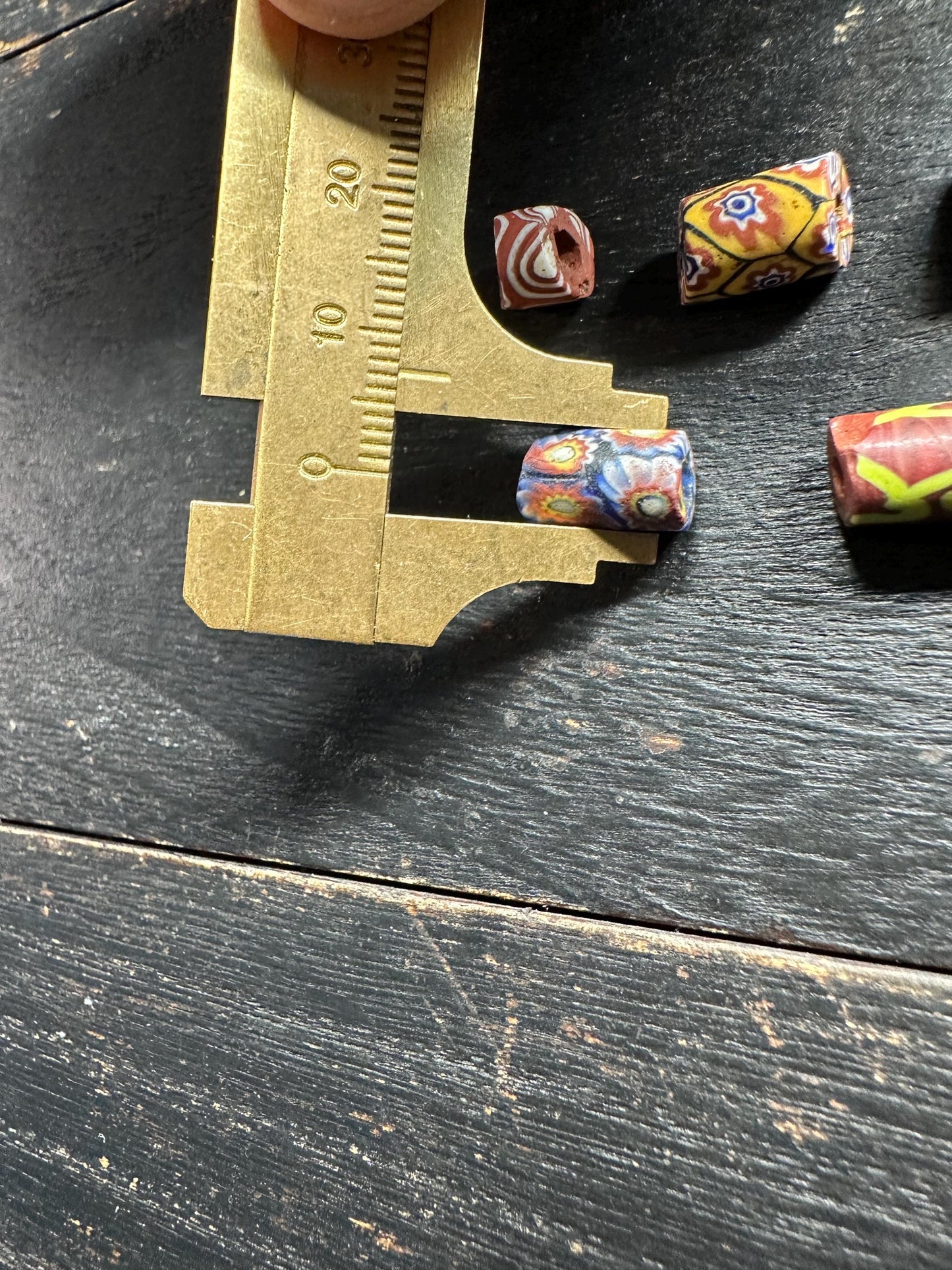 Antique Venetian Millefiori Beads 5 Rare African Trade Cylinder Glass Beads for Crafts & Design