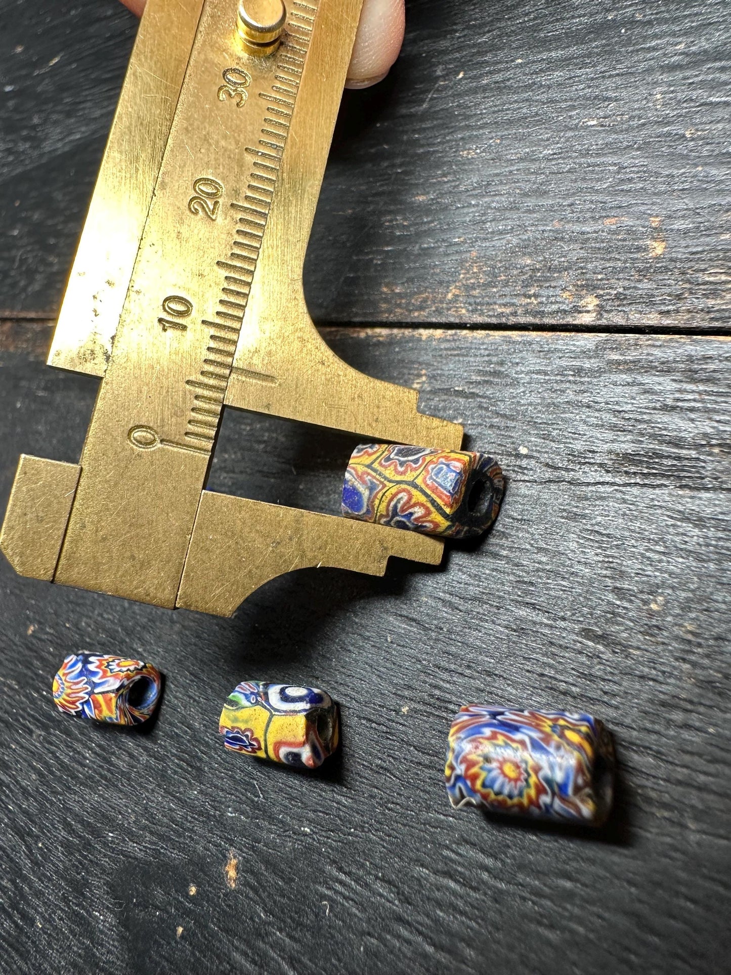 5 Vintage Millefiori African Trade Beads Rare Venetian Glass Cylinder Beads Jewelry Supplies