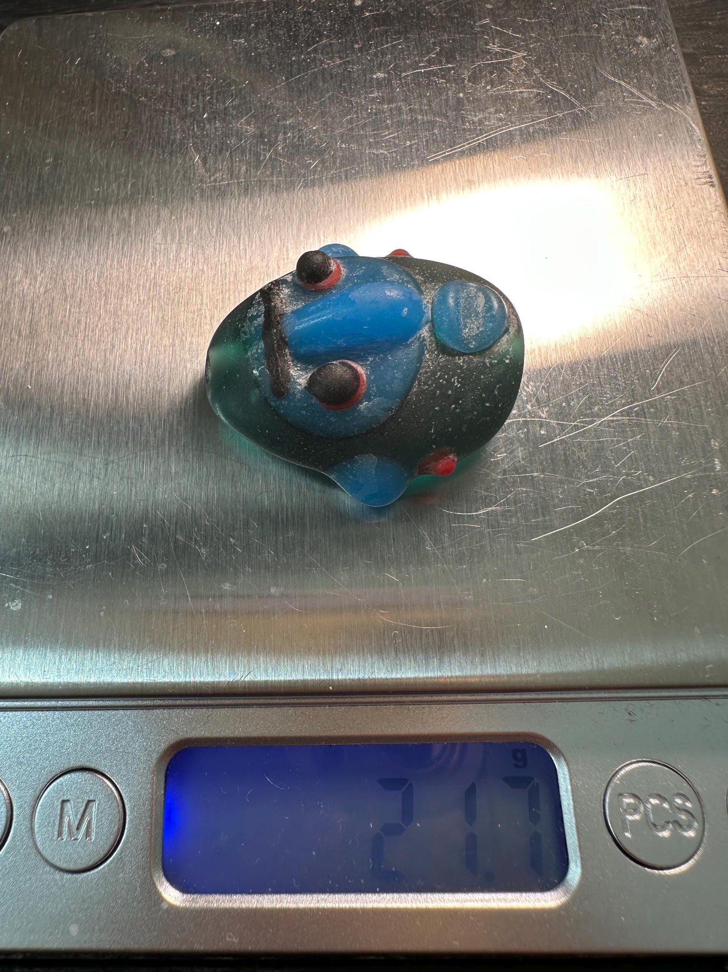 Unique Ethnic Glass Pendant Handmade Face Bead from Recycled Glass