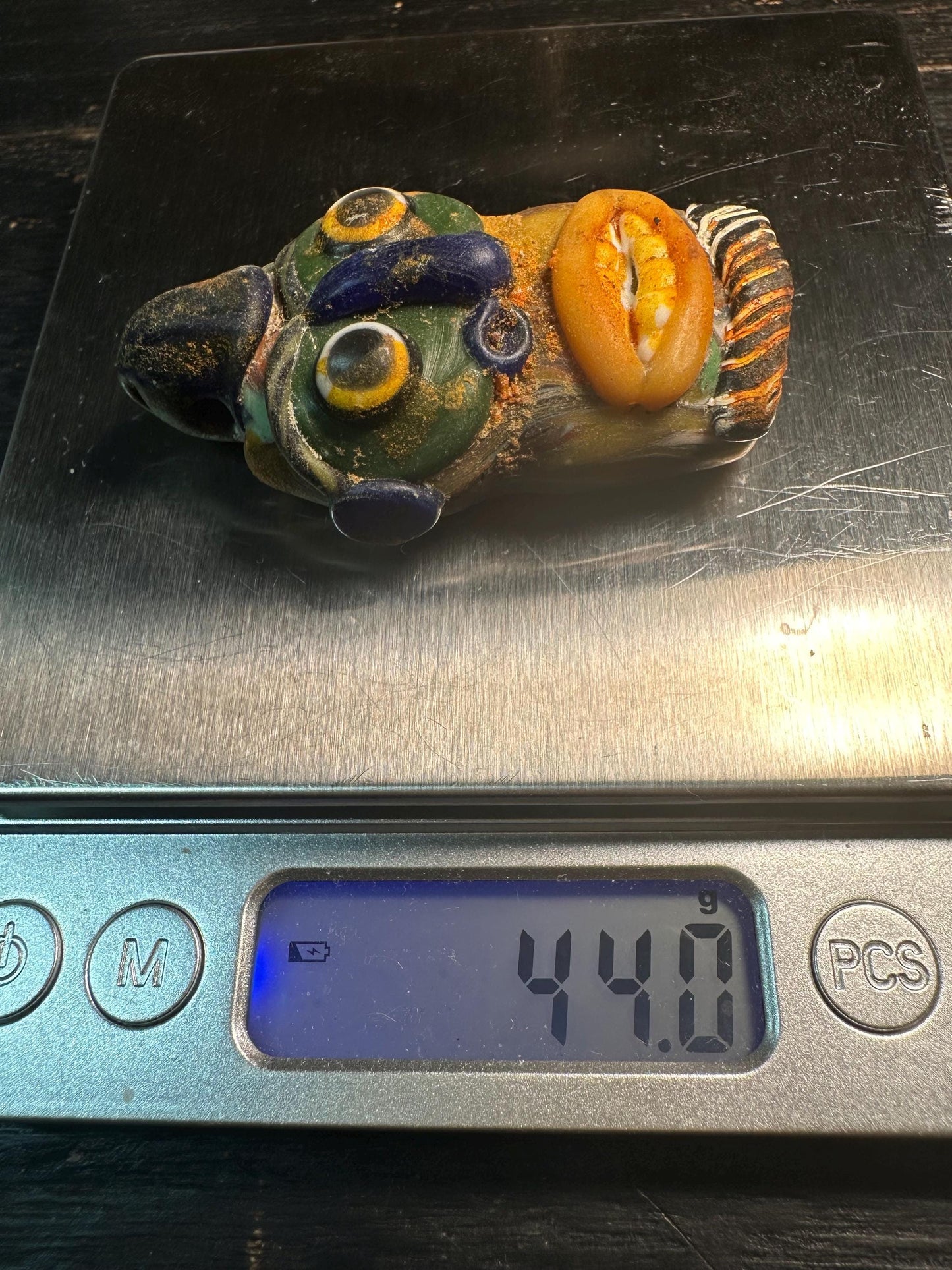 Handmade PhoenicianInspired Tribal Face Pendant Mosaic Glass Bead, Collectors Amulet(P2108)