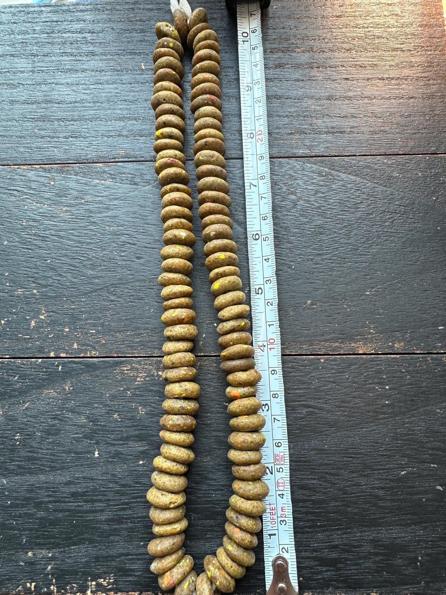 Authentic African Recycled Glass Beads Handcrafted Krobo Spacer Beads 14-15mm Ghana Beads