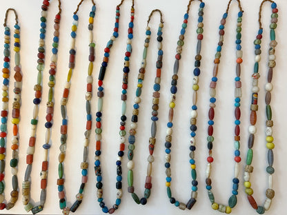 Colorful Dzi Glass Beads Necklace: Nepalese Ethnic Jewelry
