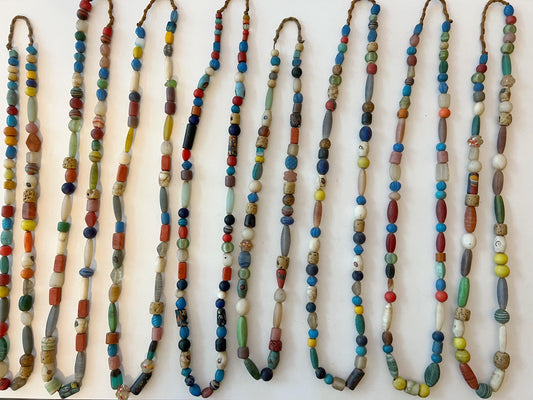 Colorful Dzi Glass Beads Necklace: Nepalese Ethnic Jewelry