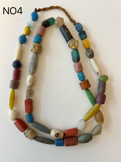 Colorful Dzi Glass Beads Necklace: Nepalese Ethnic Jewelry