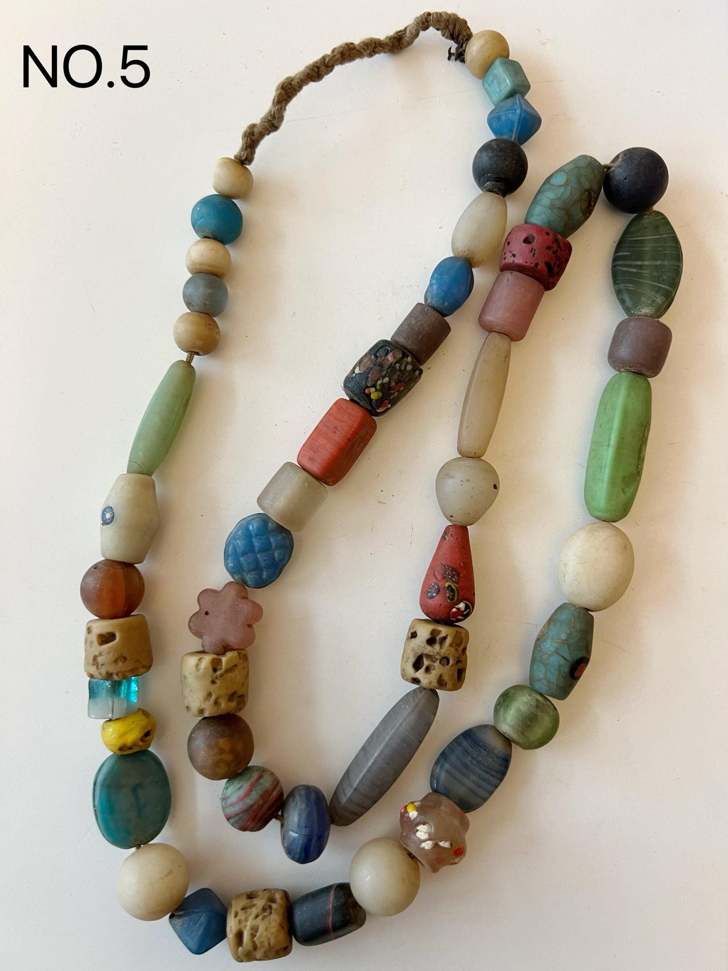 Colorful Dzi Glass Beads Necklace: Nepalese Ethnic Jewelry