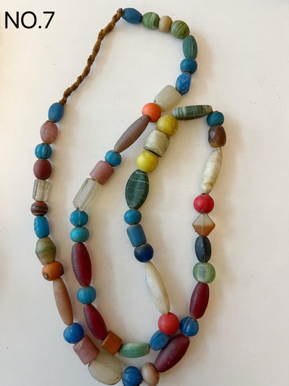 Colorful Dzi Glass Beads Necklace: Nepalese Ethnic Jewelry