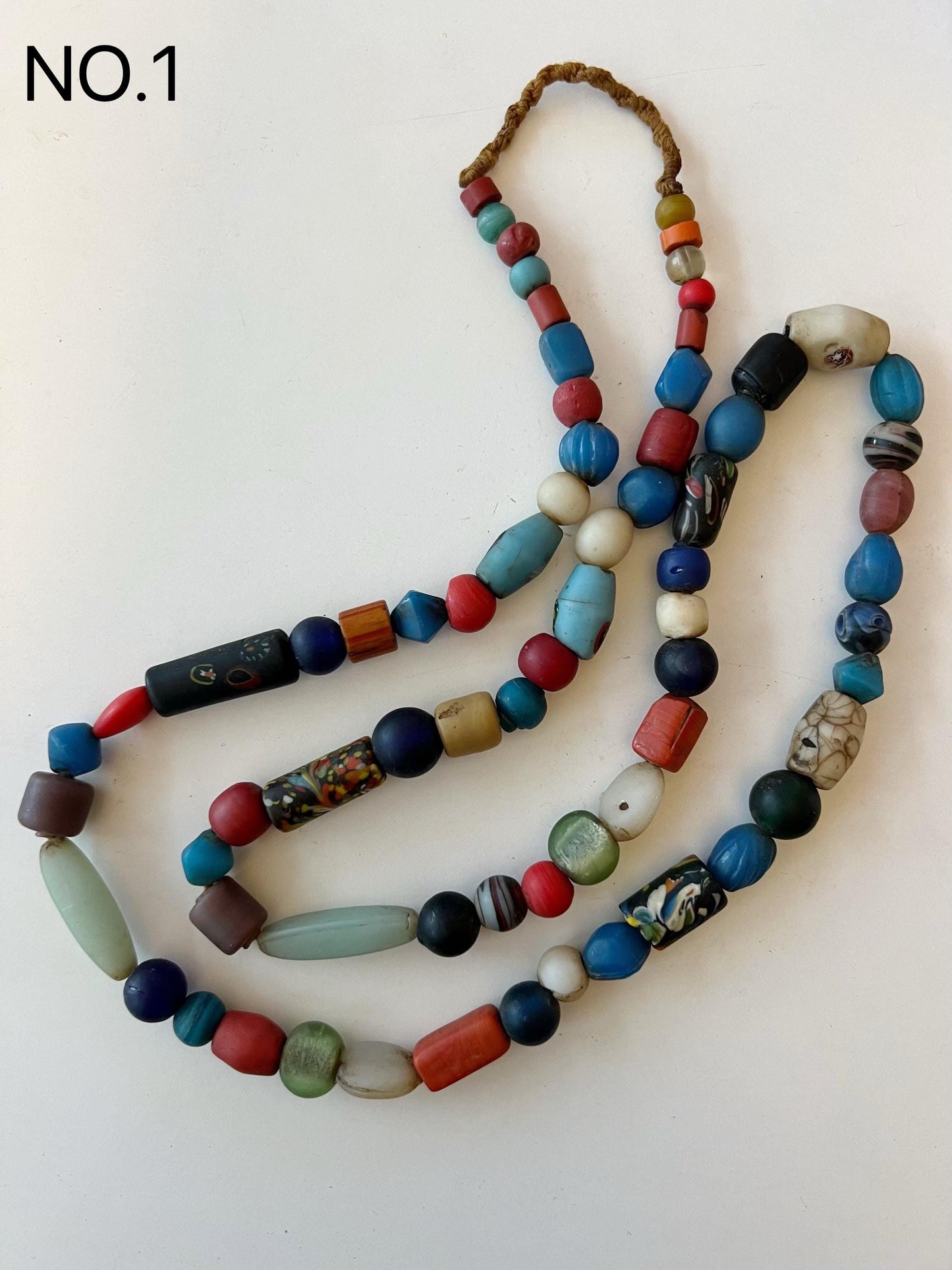 Colorful Dzi Glass Beads Necklace: Nepalese Ethnic Jewelry