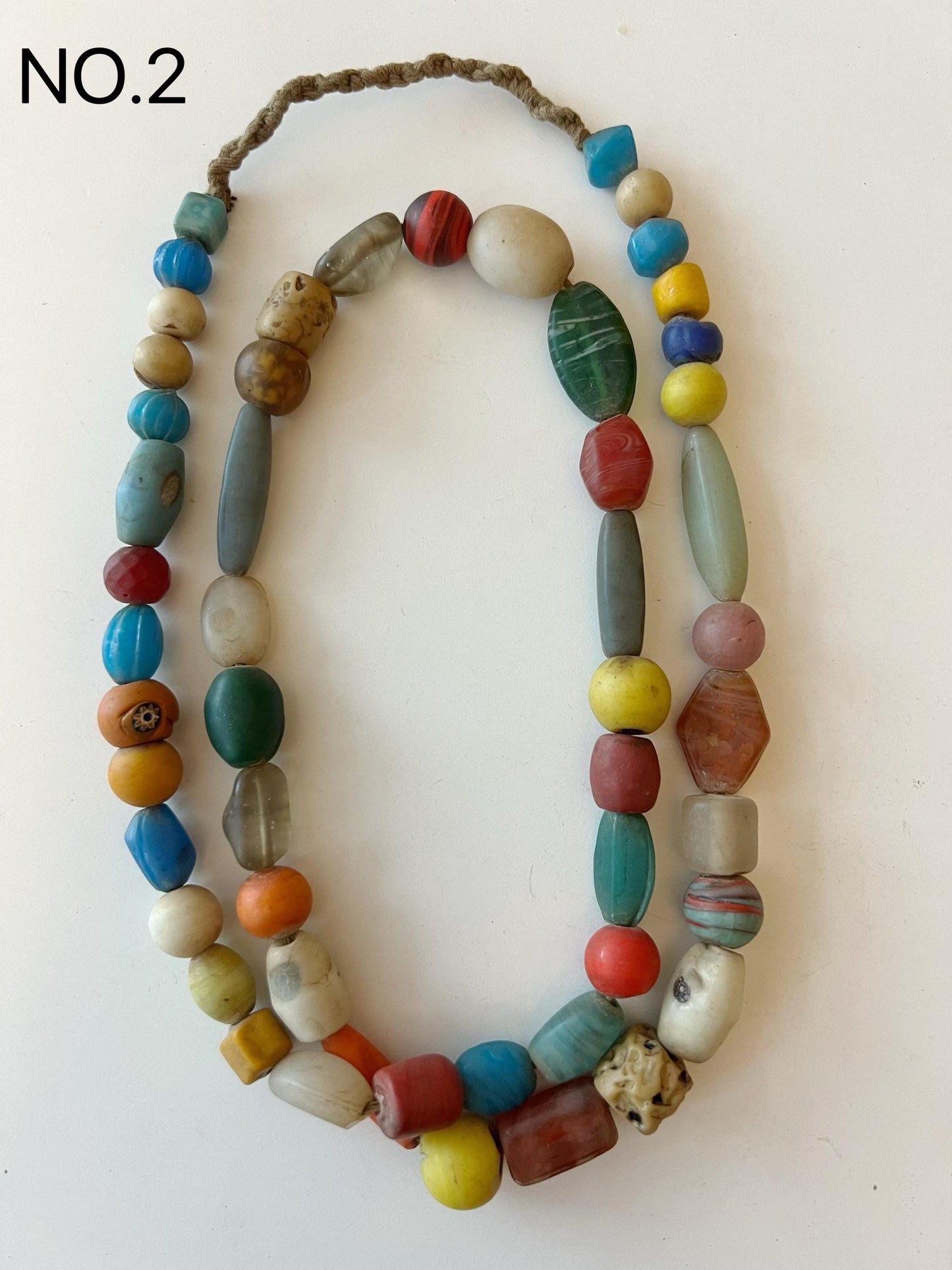 Colorful Dzi Glass Beads Necklace: Nepalese Ethnic Jewelry