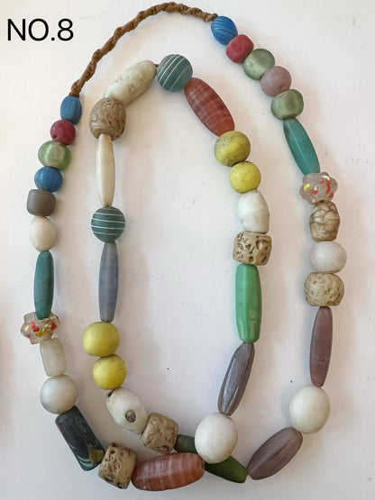 Colorful Dzi Glass Beads Necklace: Nepalese Ethnic Jewelry