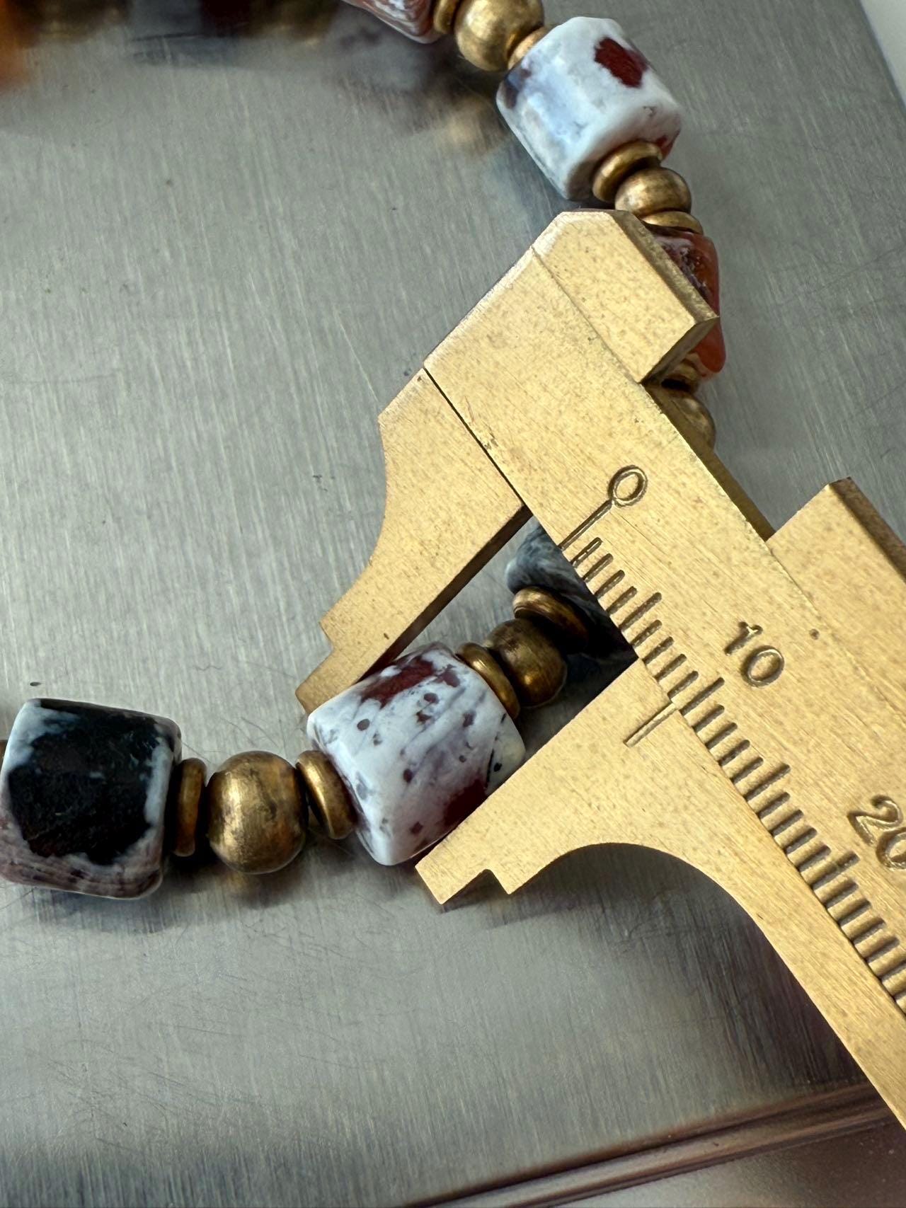 Tibetan Sugar Agate Beads, Unique Cylinder Carnelian Bracelet