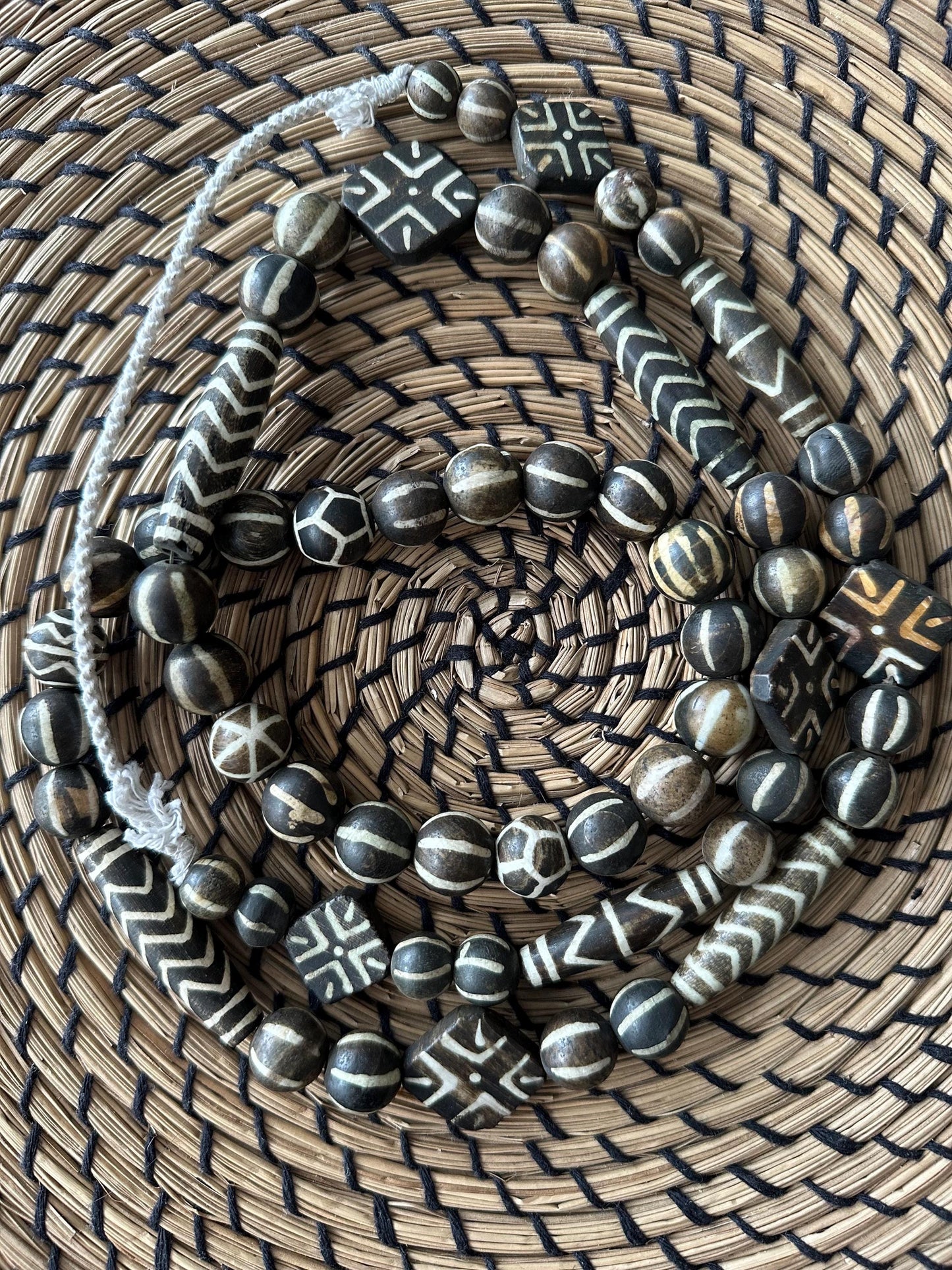 Nepalese Pumtek Wood Bead Necklace: Old Dzi Bead Sideline