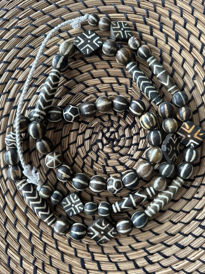 Nepalese Pumtek Wood Bead Necklace: Old Dzi Bead Sideline