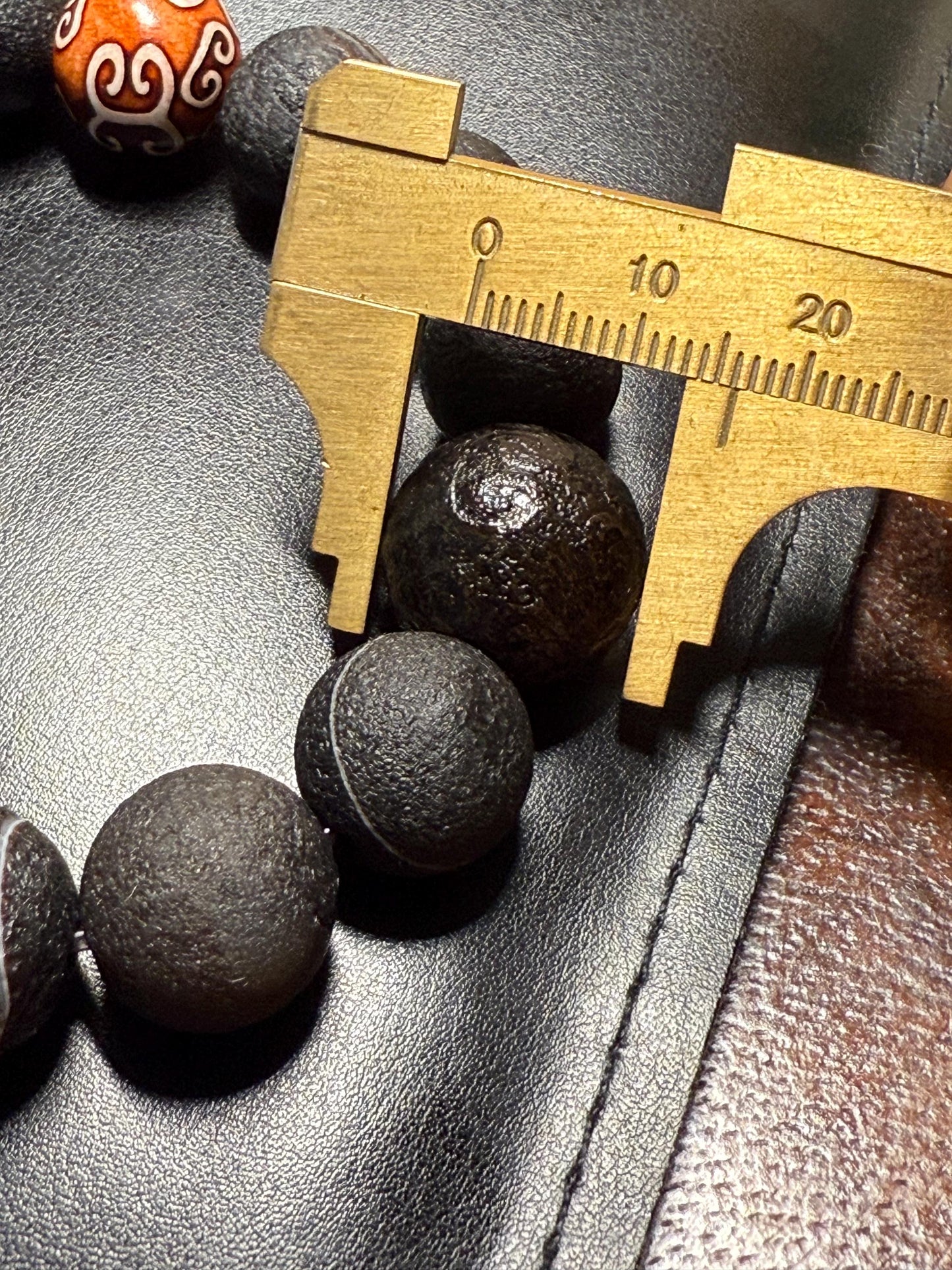 Rare Agate/Tibetan Totem Bead/Ebony bead bracelet