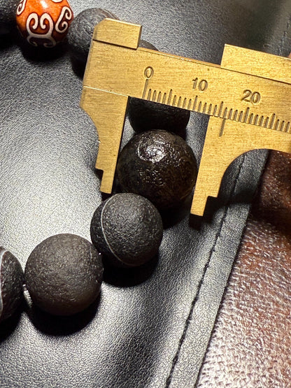 Rare Agate/Tibetan Totem Bead/Ebony bead bracelet