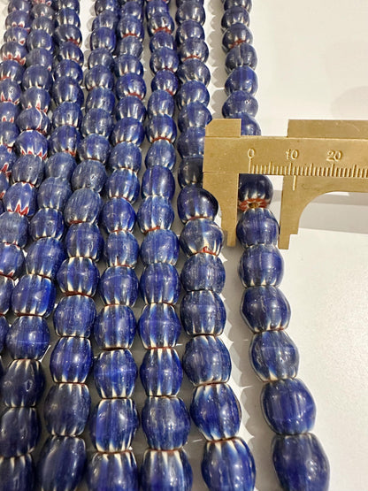Vintage Venetian Blue Chevron 9-11mm Beads Long Strand,Nepal beads,Trade beads