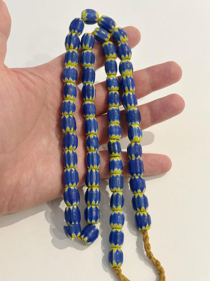 Vintage Chevron Glass Bead Necklace: Venetian Inspired Trade Beads