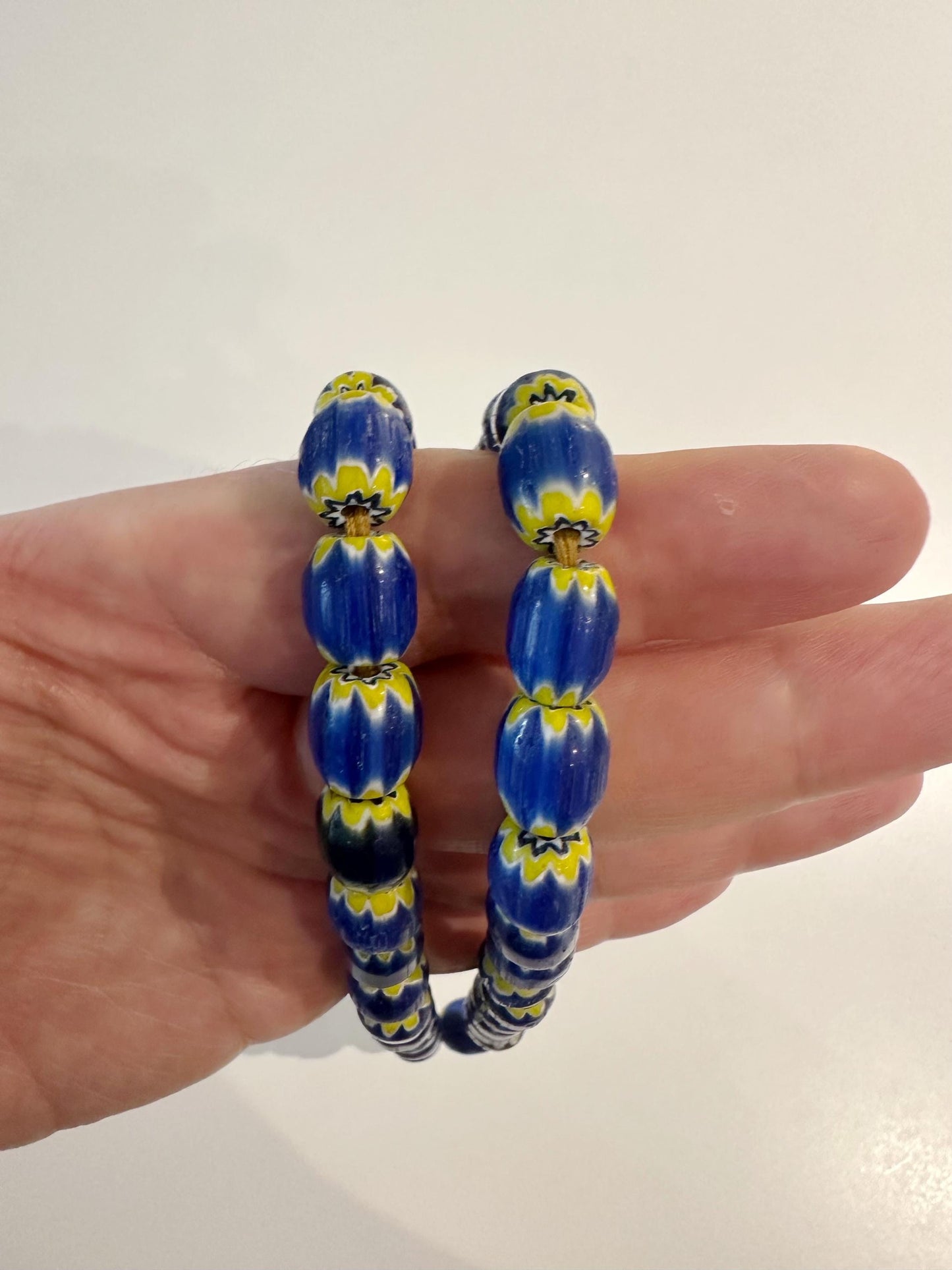 Vintage Chevron Glass Bead Necklace: Venetian Inspired Trade Beads