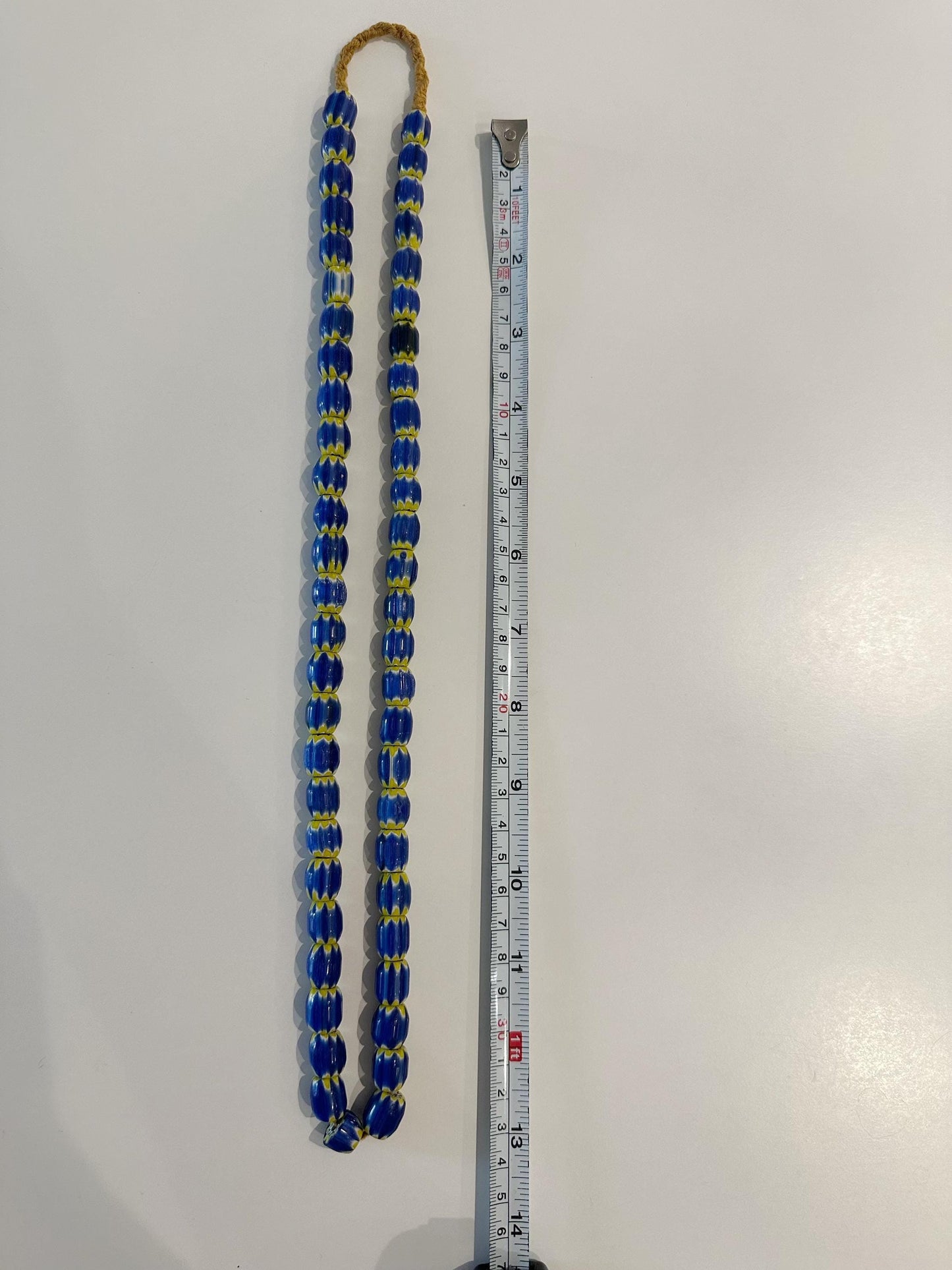 Vintage Chevron Glass Bead Necklace: Venetian Inspired Trade Beads