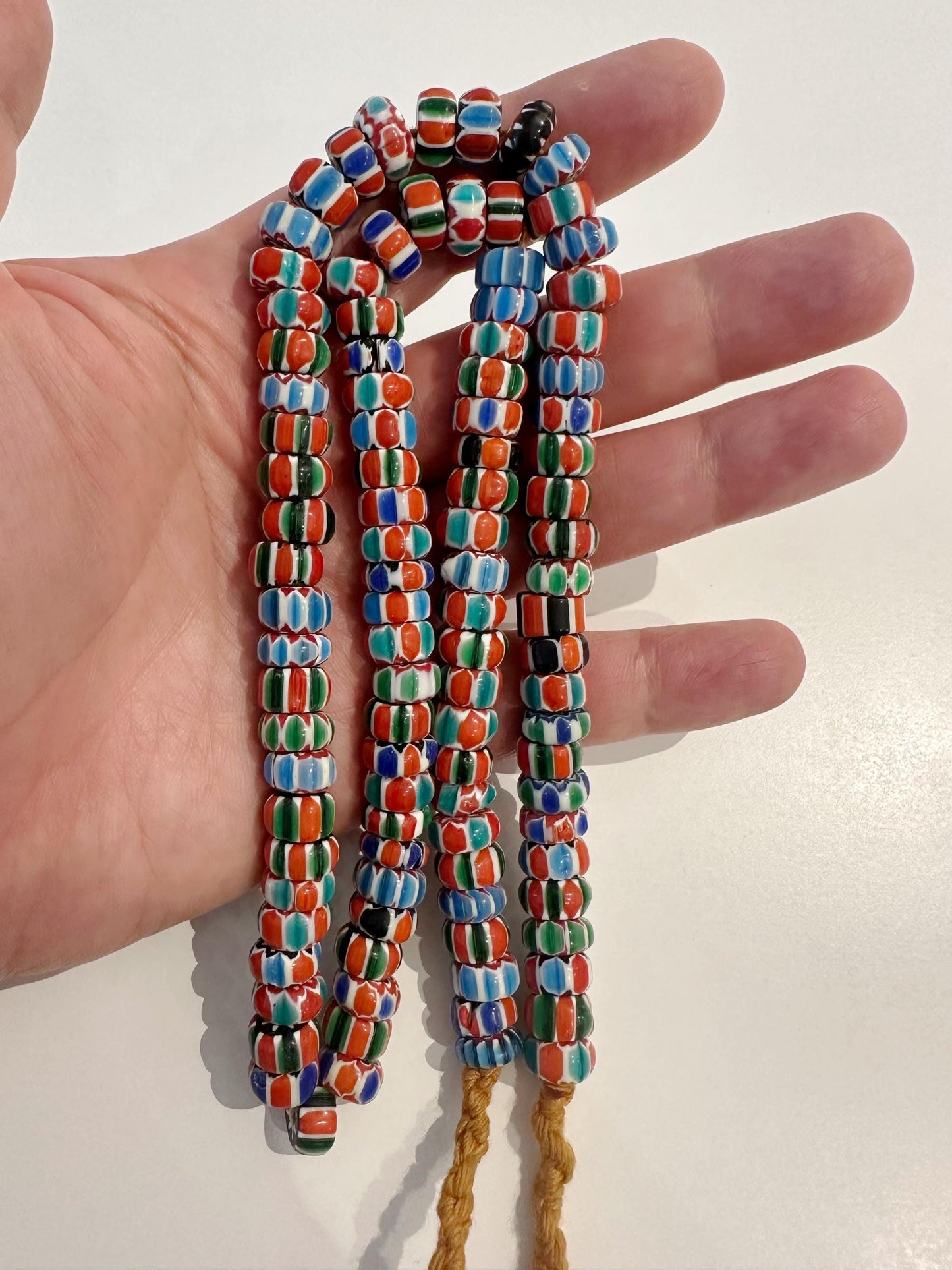 Venetian Glass Chevron Bead Necklace: Multicolor Nepal Trade Beads