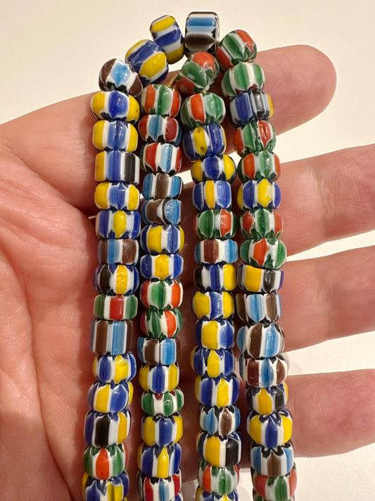 Vintage Multicolor Chevron Glass Beads: Venetian Inspired Nepal Trade Beads