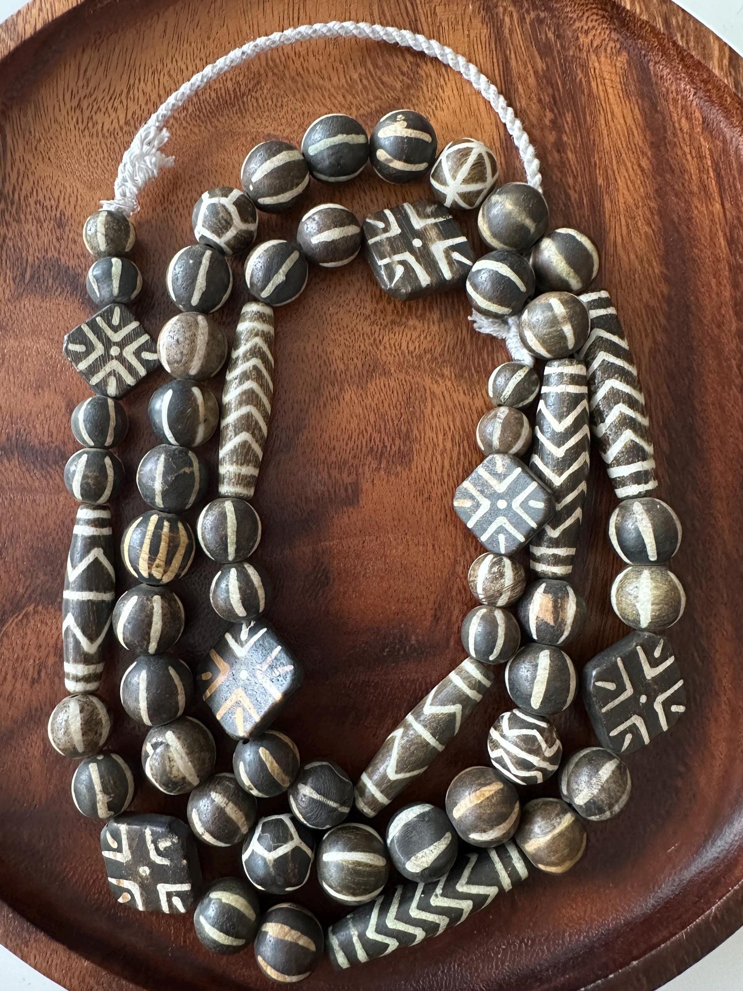 Nepalese Pumtek Wood Bead Necklace: Old Dzi Bead Sideline