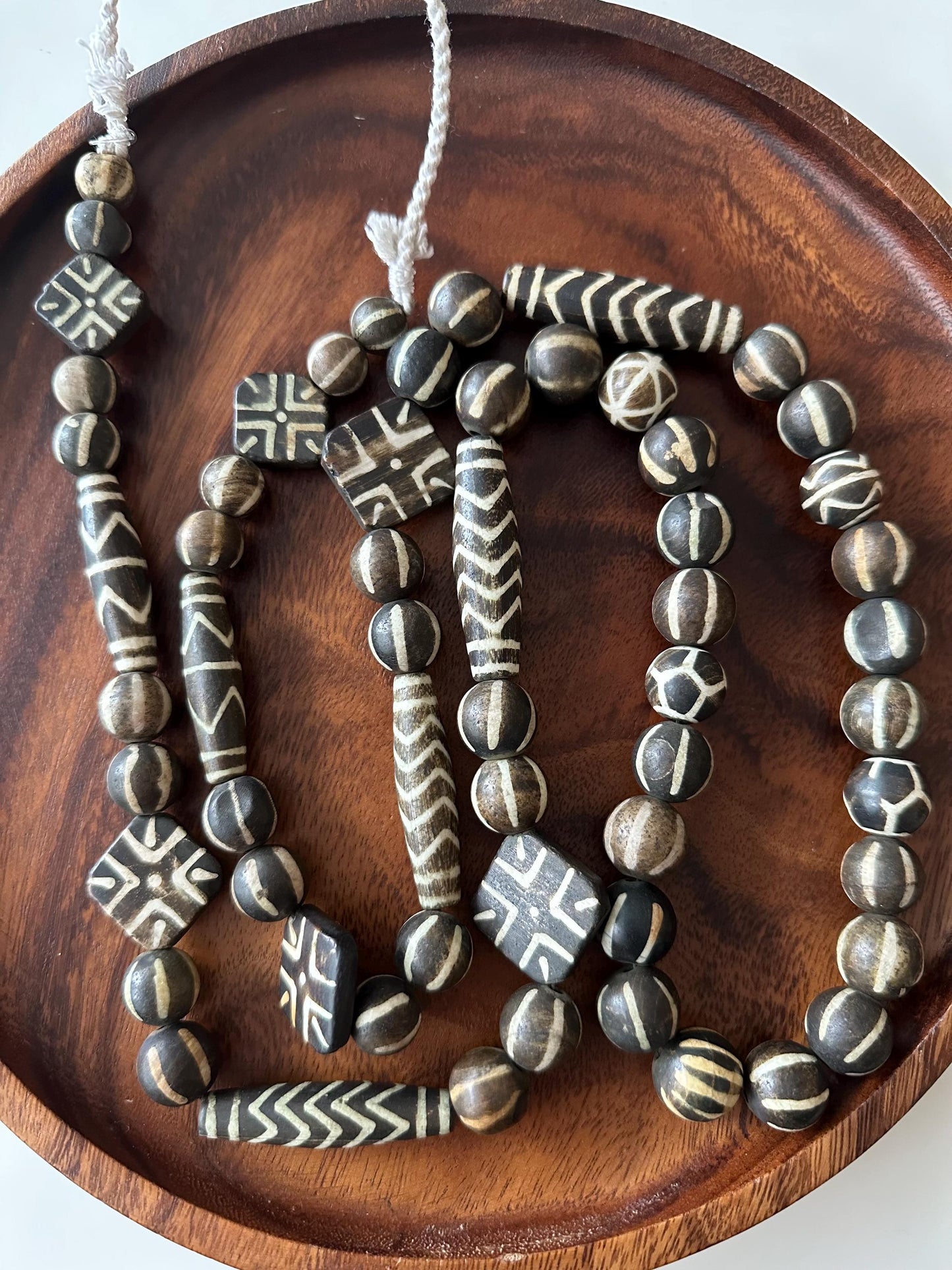 Nepalese Pumtek Wood Bead Necklace: Old Dzi Bead Sideline