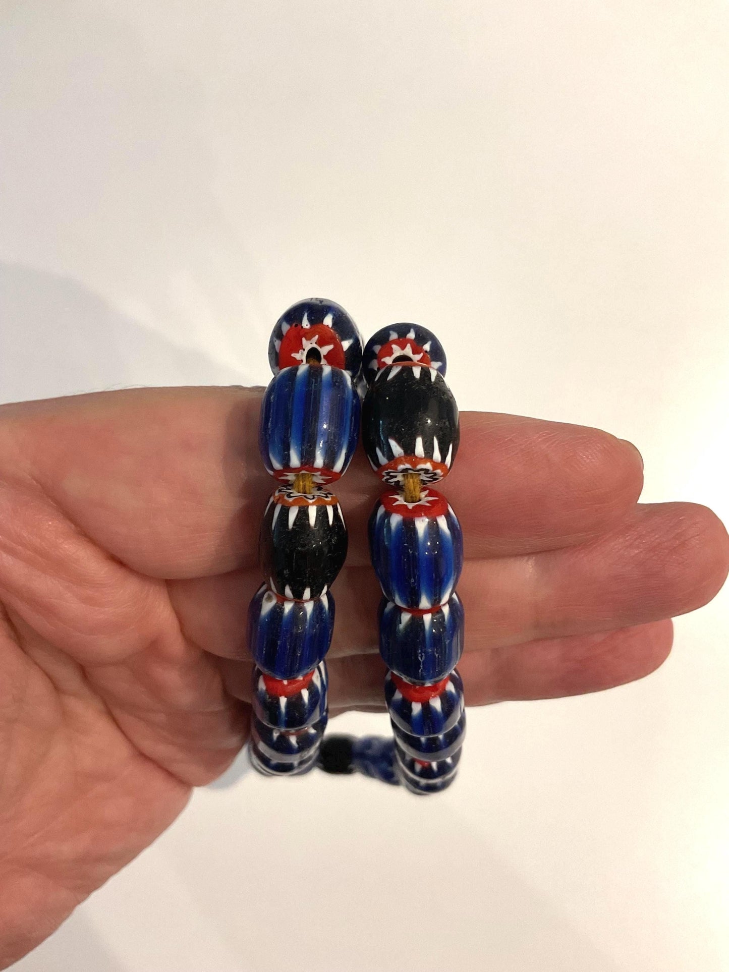 Venetian inspired glass beads blue chevron beads necklace,12mm,26 inchs long,Nepal beads,Trade beads,Christmas gift