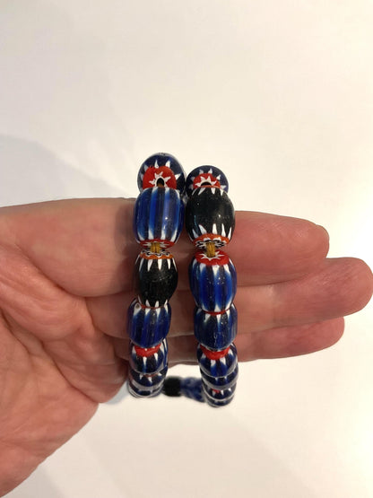 Venetian inspired glass beads blue chevron beads necklace,12mm,26 inchs long,Nepal beads,Trade beads,Christmas gift