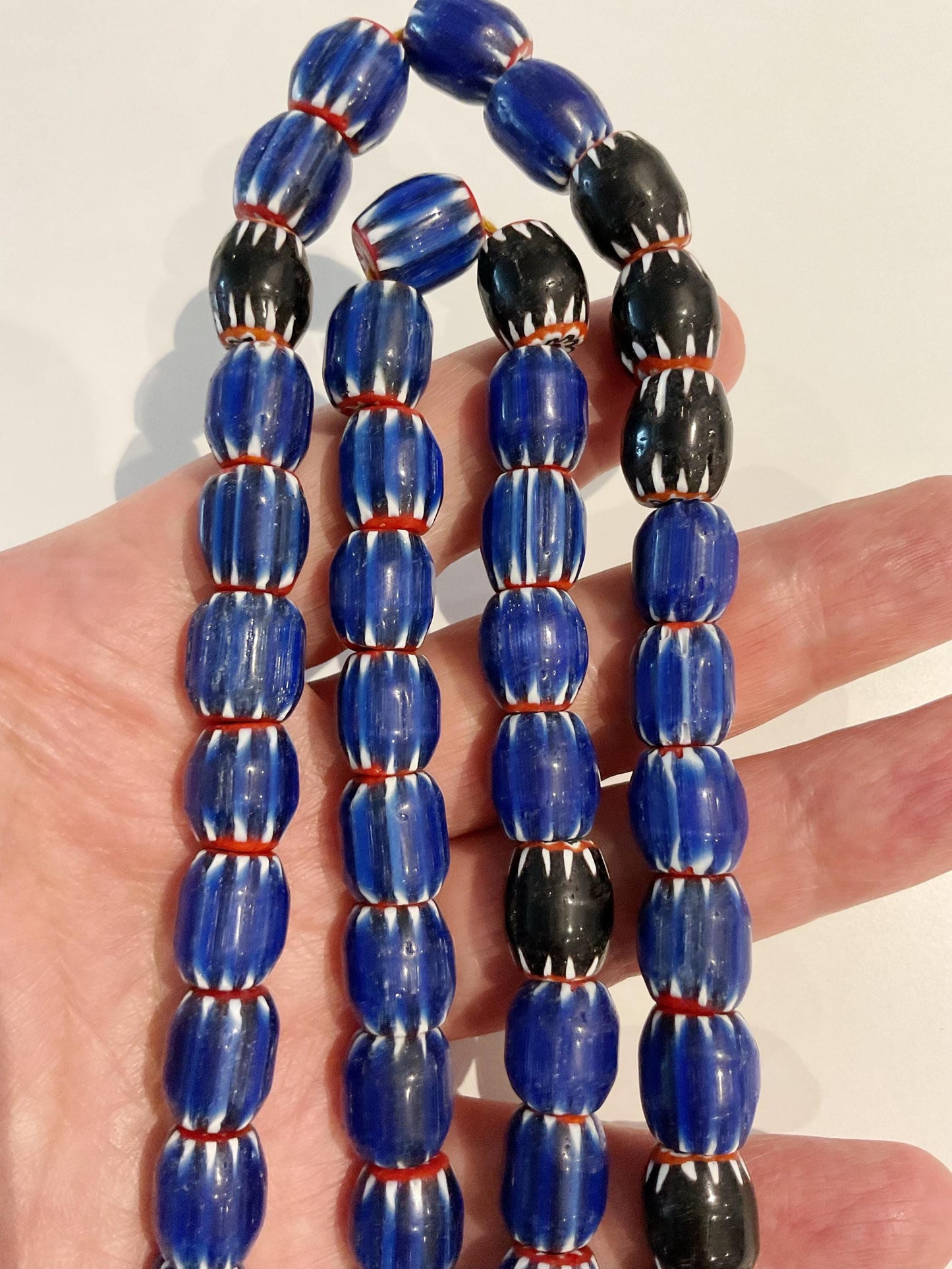 Venetian inspired glass beads blue chevron beads necklace,12mm,26 inchs long,Nepal beads,Trade beads,Christmas gift