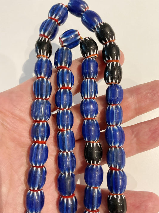 Venetian inspired glass beads blue chevron beads necklace,12mm,26 inchs long,Nepal beads,Trade beads,Christmas gift