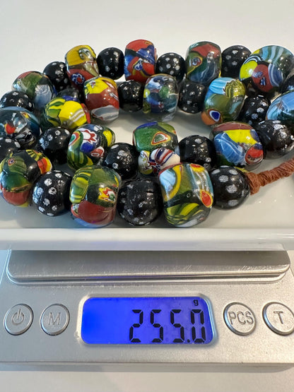 Rare Venetian trade beads glass beads necklace(15mm-22mm)