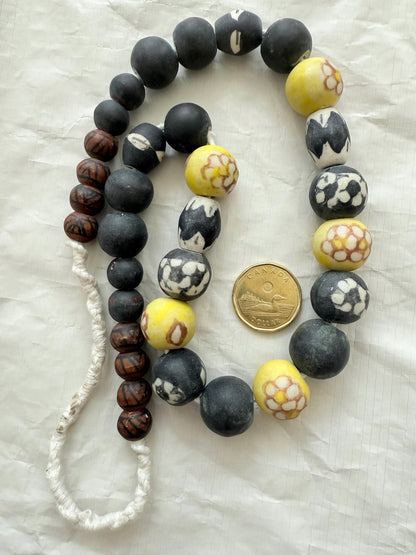 Handmade Nepalese Ceramic Beads: Tribal Floral Jewelry Making (33 Beads)
