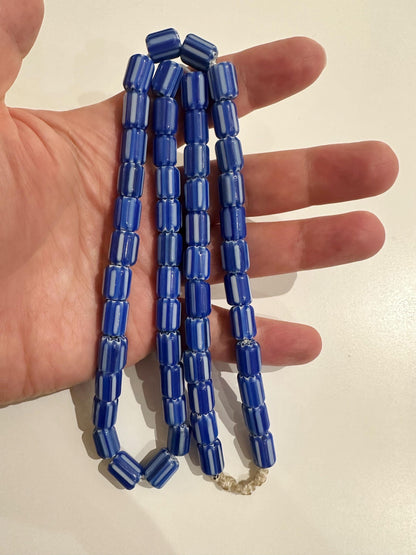 Blue Venetian Chevron Glass Beads necklace,Nepal beads,Trade beads,7mm/8mm/9mm