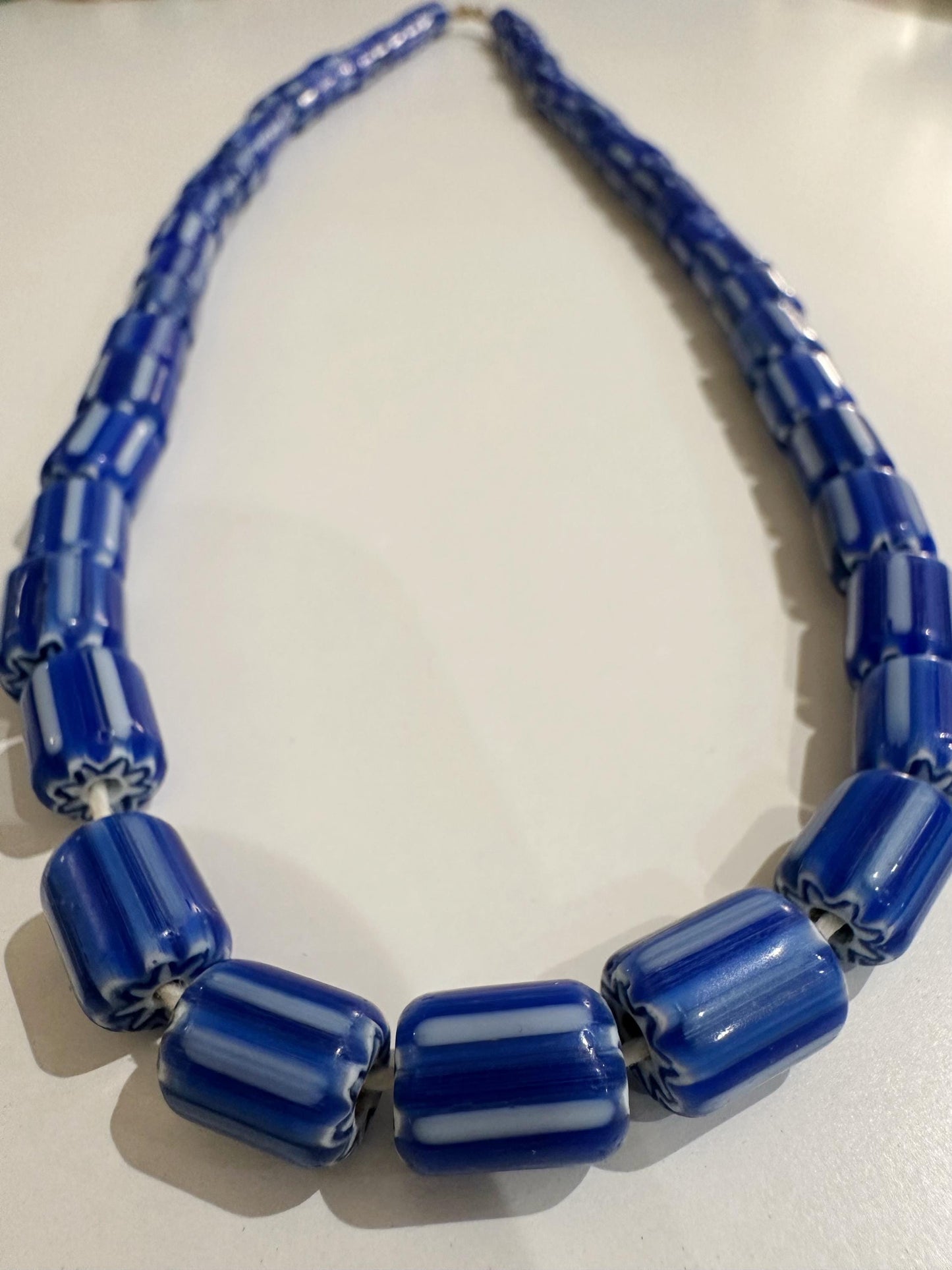 Blue Venetian Chevron Glass Beads necklace,Nepal beads,Trade beads,7mm/8mm/9mm