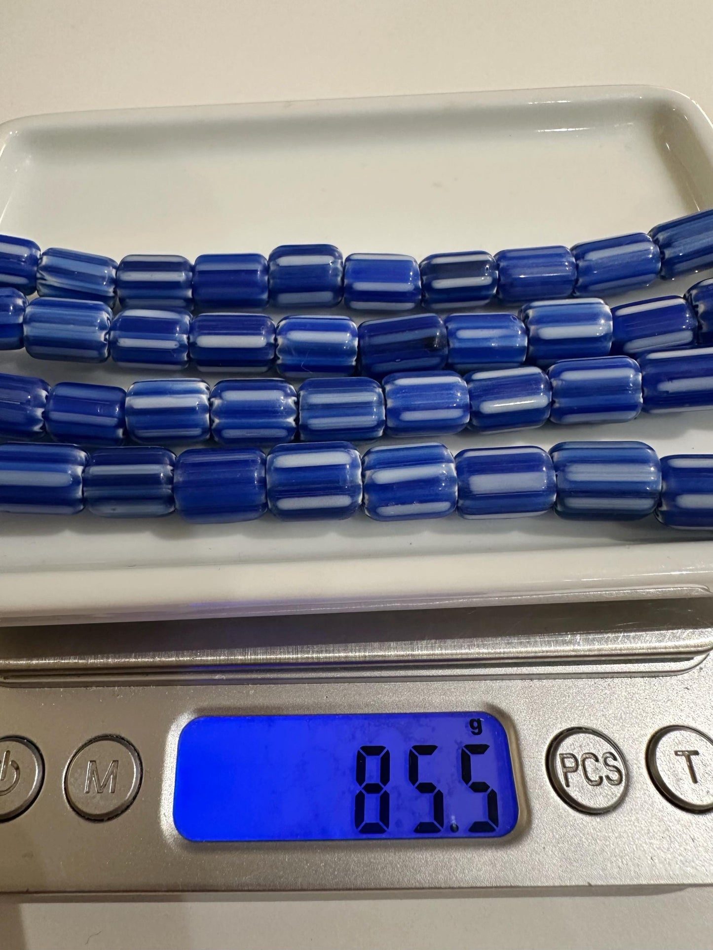 Blue Venetian Chevron Glass Beads necklace,Nepal beads,Trade beads,7mm/8mm/9mm