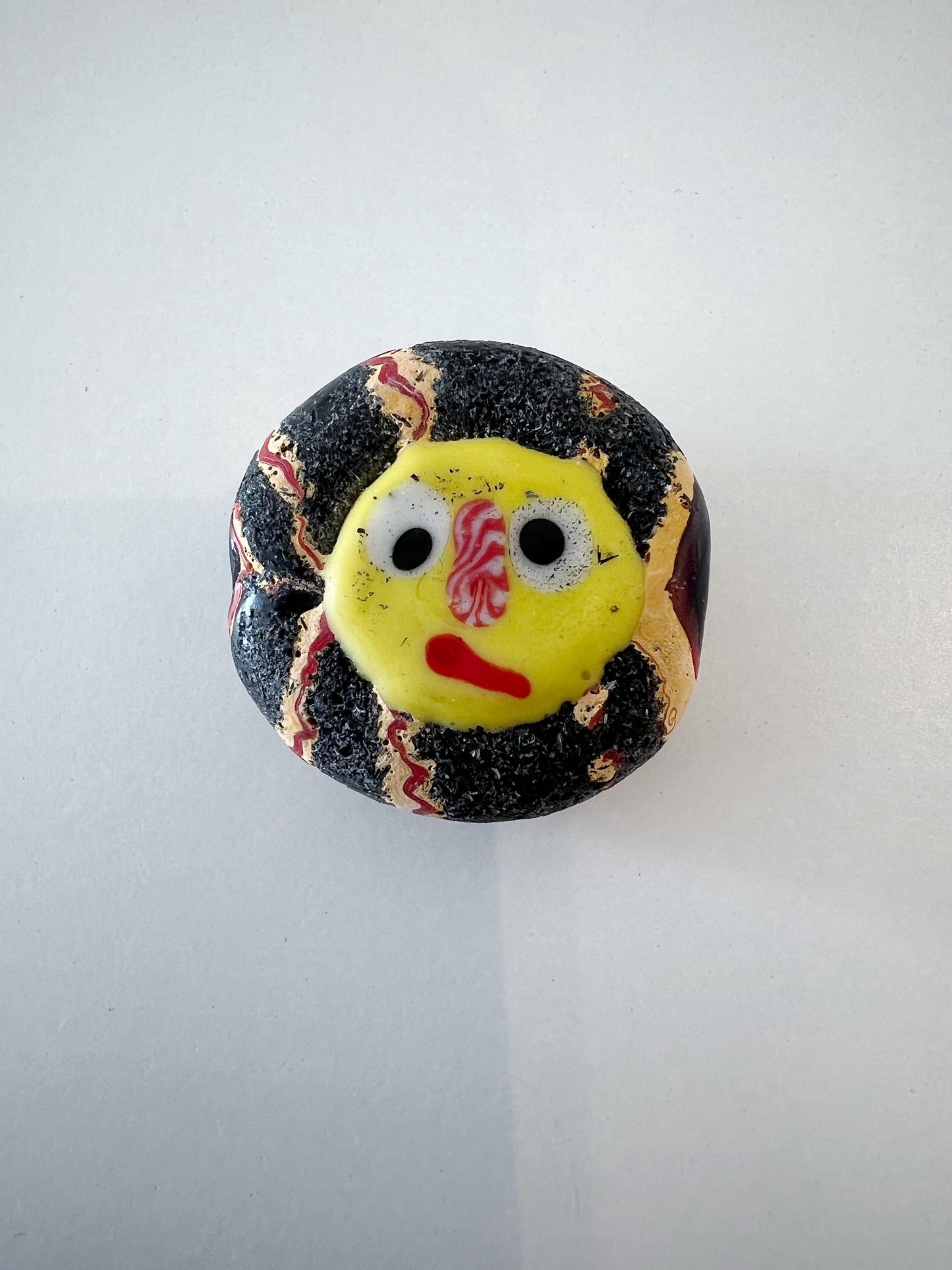 Ancient Phoenician Mosaic Glass Face Amulet Pendant (20mmx22mm)