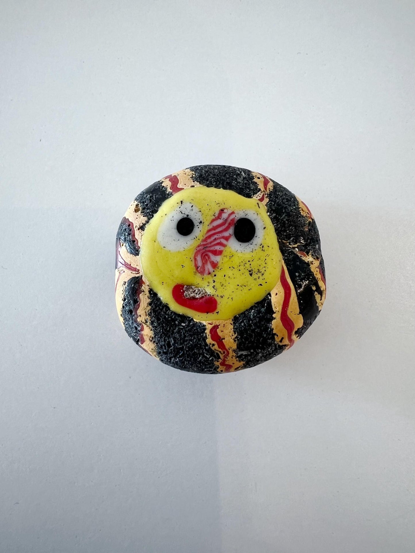 Ancient Phoenician Mosaic Glass Face Amulet Pendant (20mmx22mm)