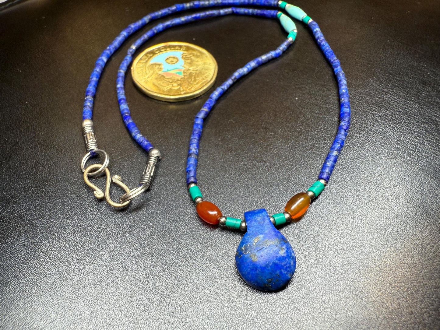 Handmade Lapis Lazuli Pendant Necklace - Bohemian Blue Beaded Design with Afghan Lapis