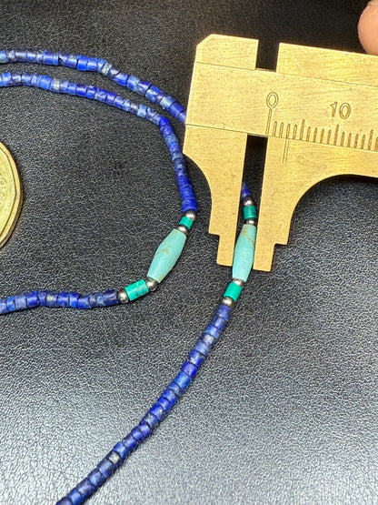 Handmade Lapis Lazuli Pendant Necklace - Bohemian Blue Beaded Design with Afghan Lapis